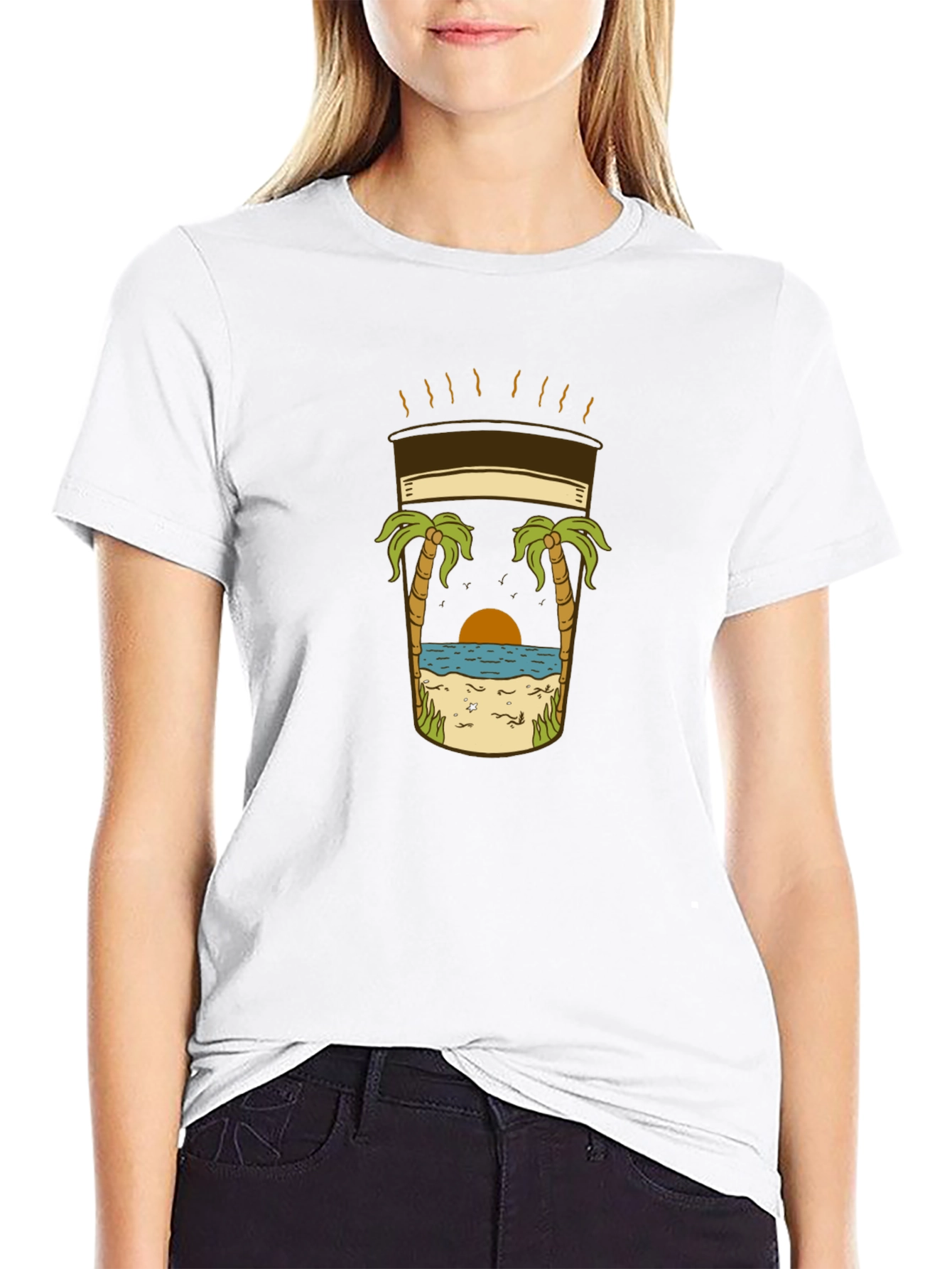 Beach Coffee T-Shirt - Relaxed Coastal Vibes