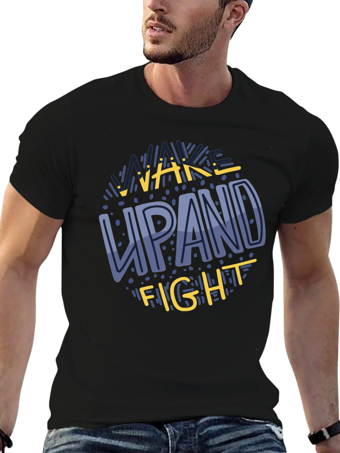 Wake Up and Fight Graphic Tee - Motivational Shirt