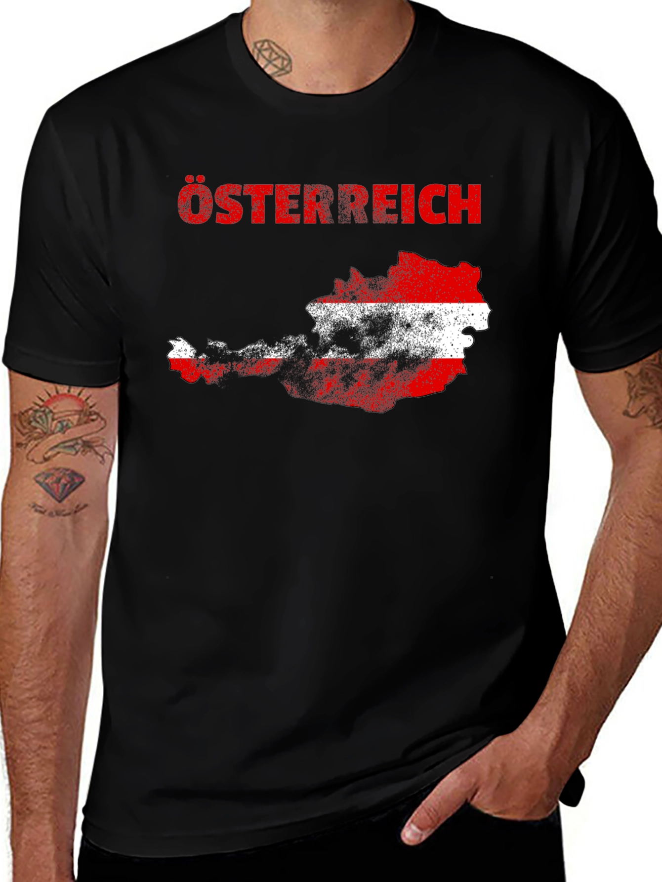 Austria Flag Map T-Shirt -  Osterreich Graphic Tee