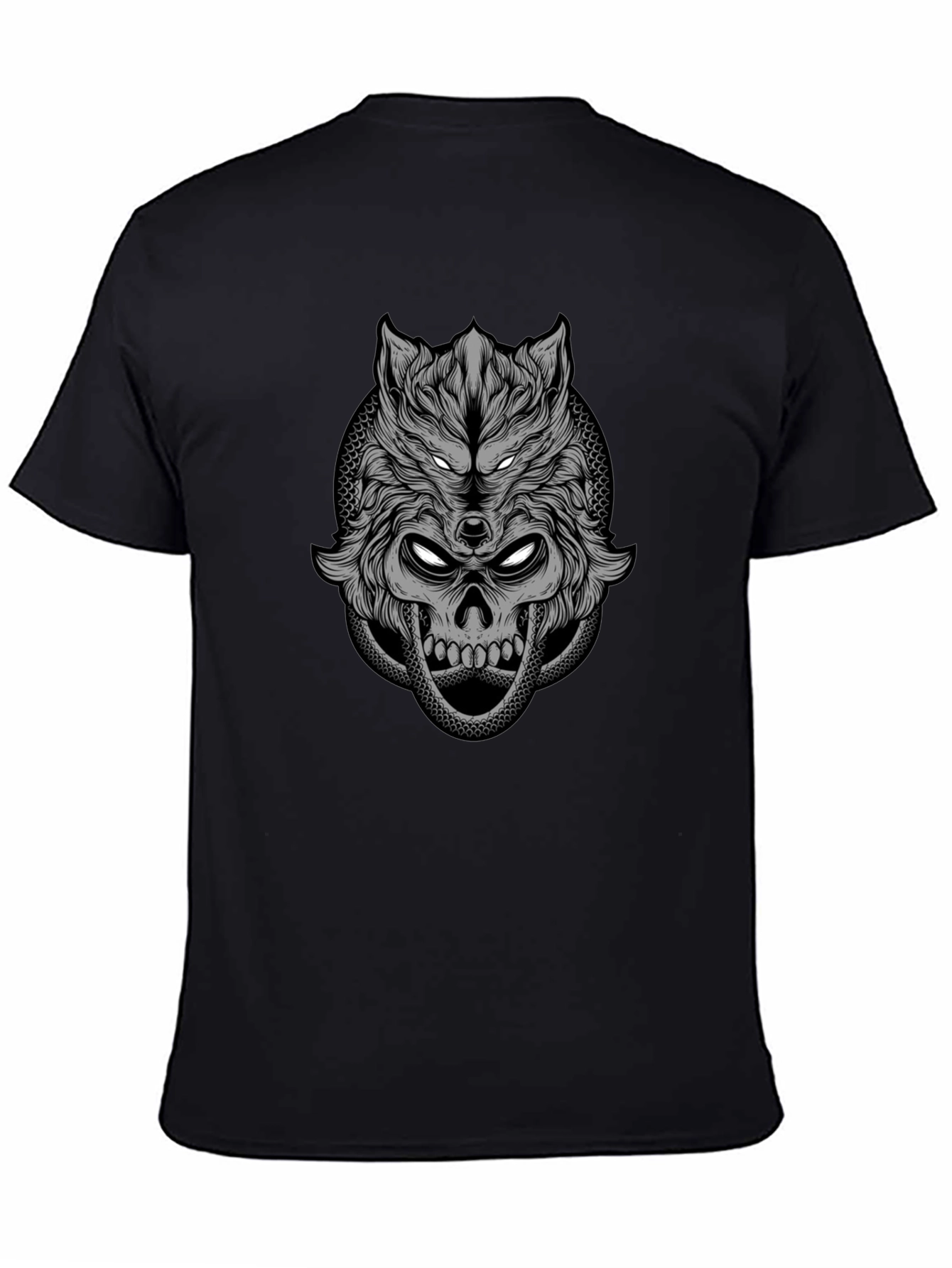 Wolf Skull Graphic Tee - Dark Style T-Shirt