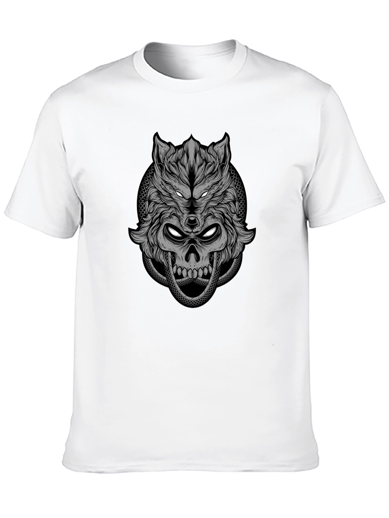 Wolf Skull Graphic Tee - Dark Style T-Shirt