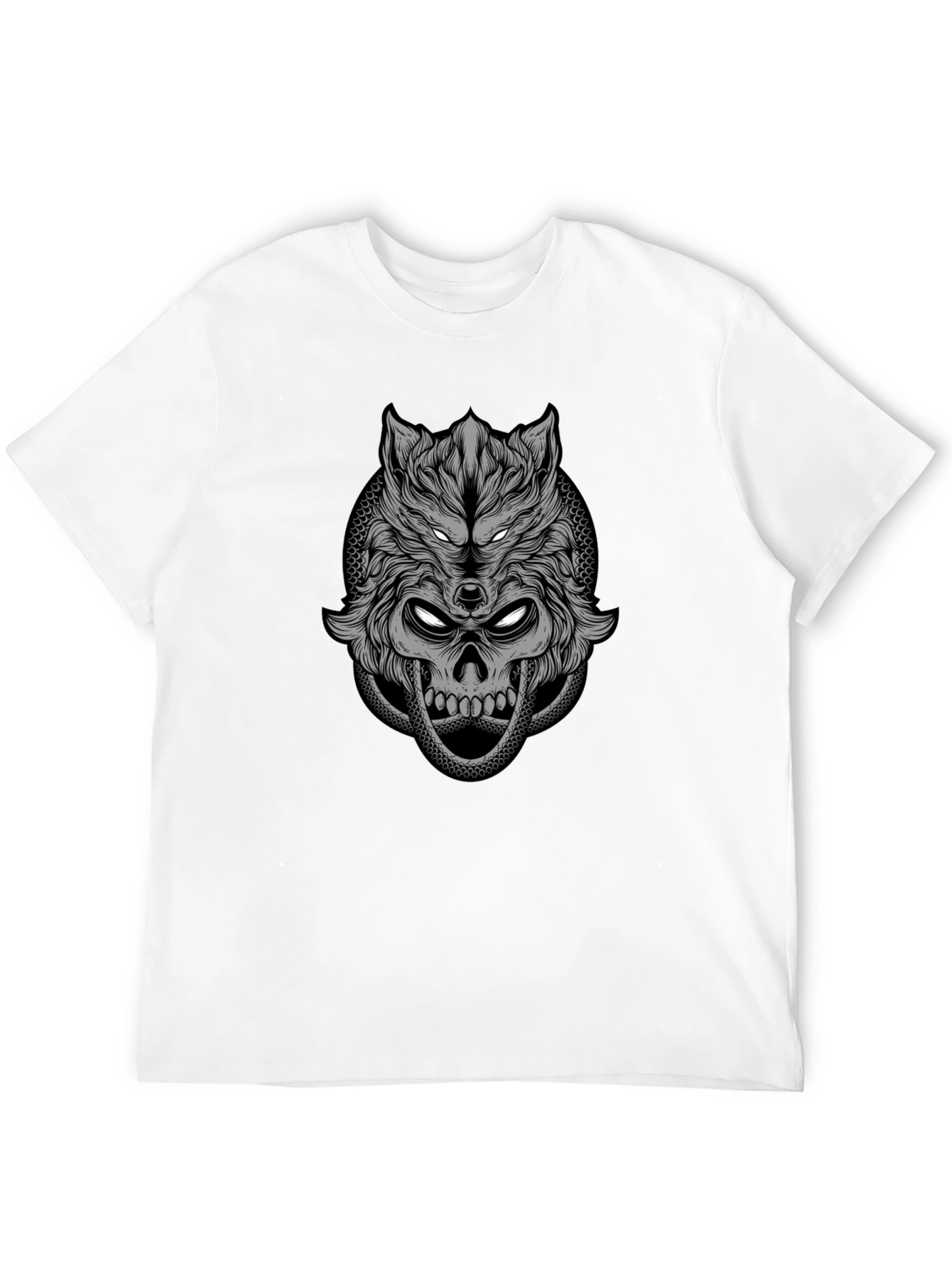Wolf Skull Graphic Tee - Dark Style T-Shirt