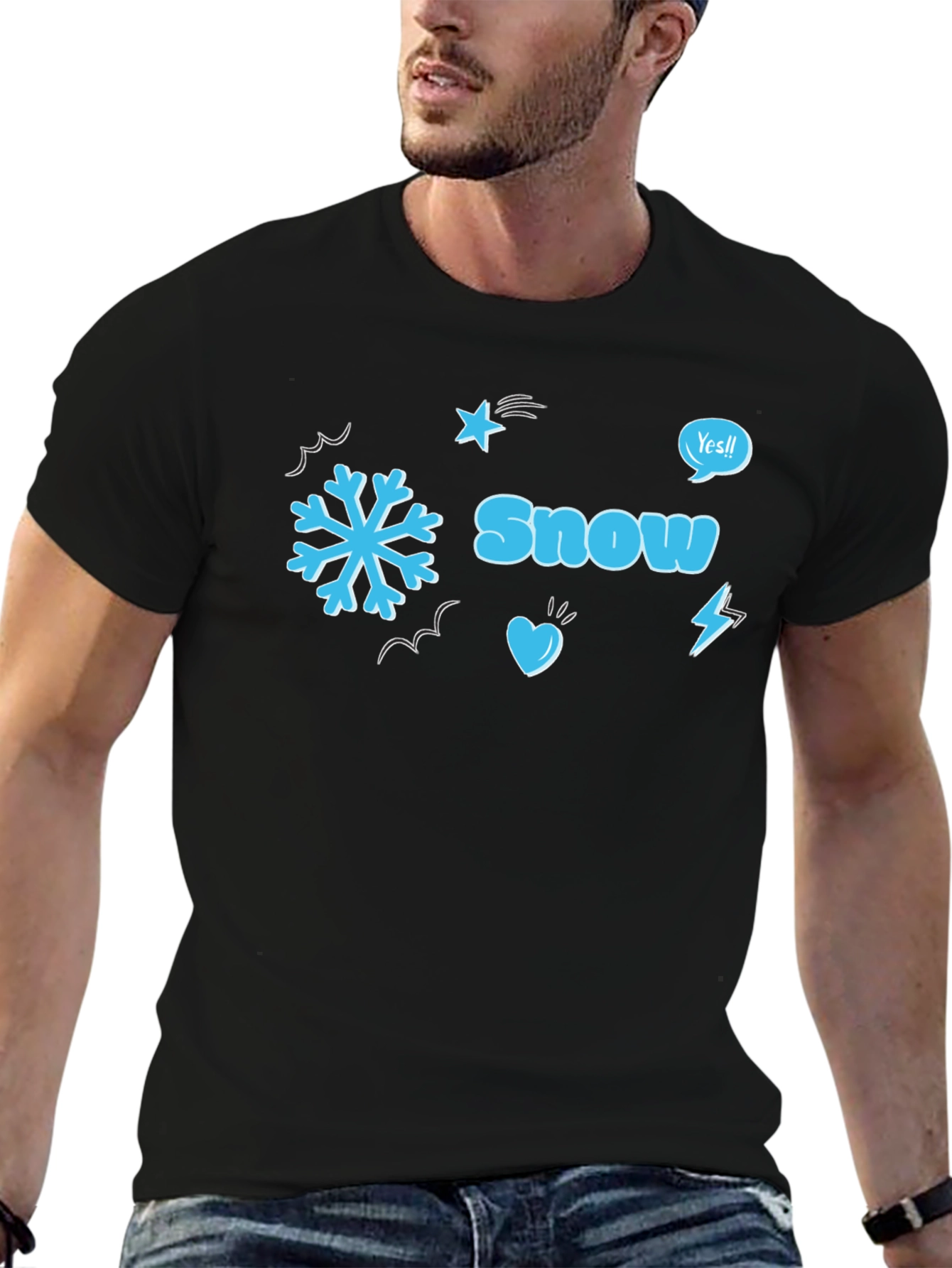 Snow Graphic Black T-Shirt