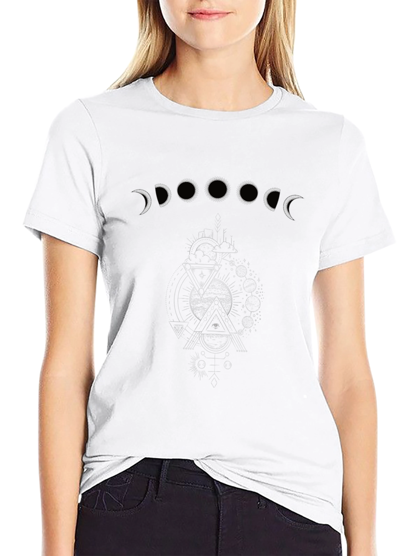Moon Phases Graphic Tee - Unisex Black T-Shirt
