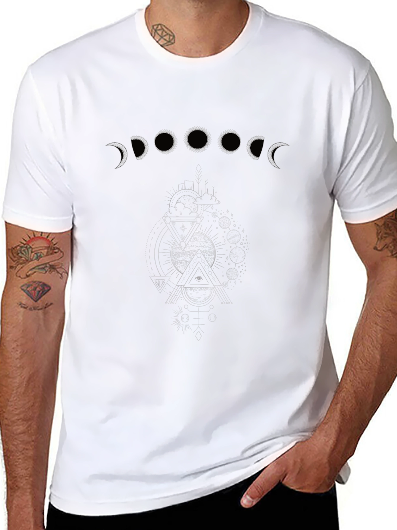 Moon Phases Graphic Tee - Unisex Black T-Shirt