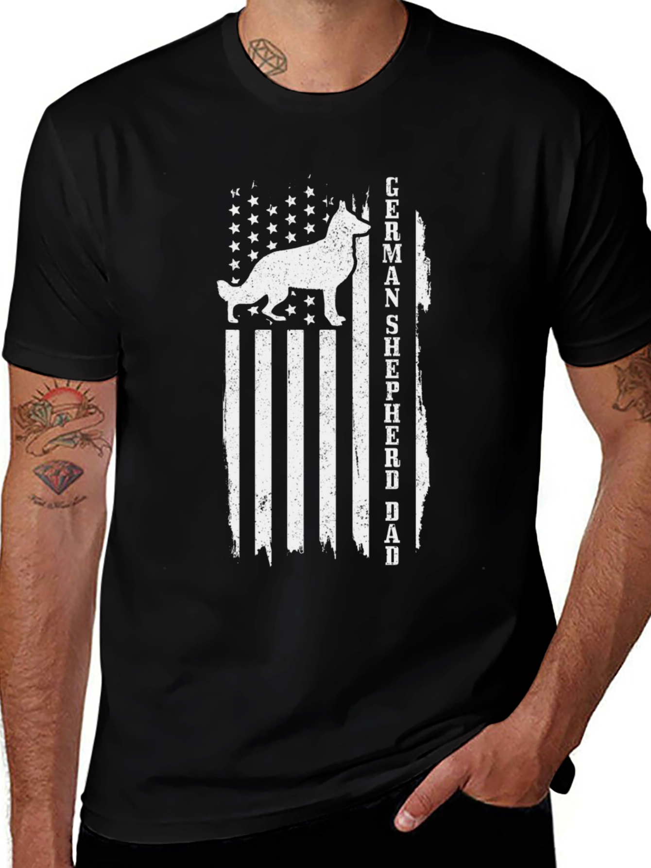 German Shepherd Dad Flag T-Shirt