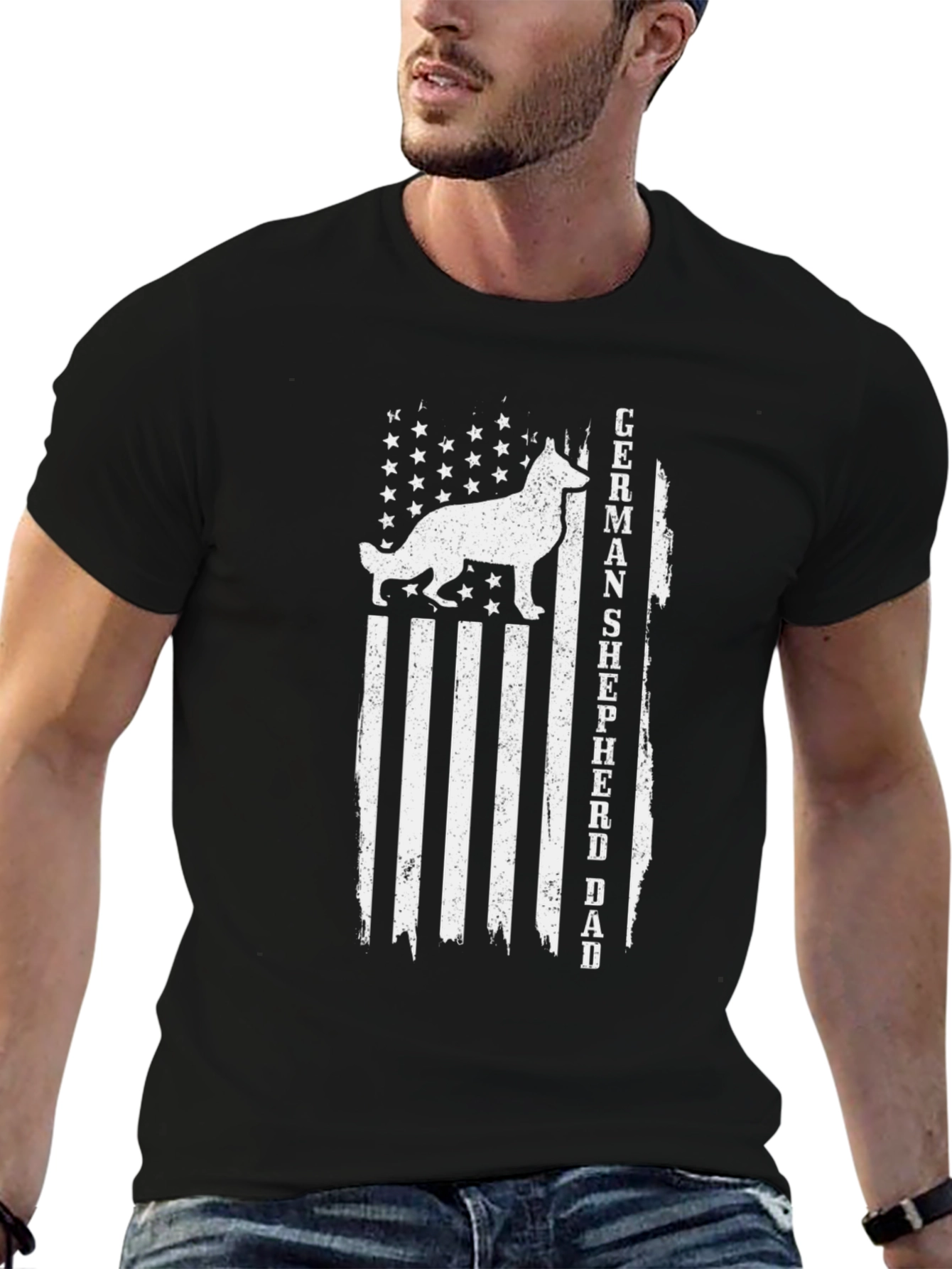 German Shepherd Dad Flag T-Shirt