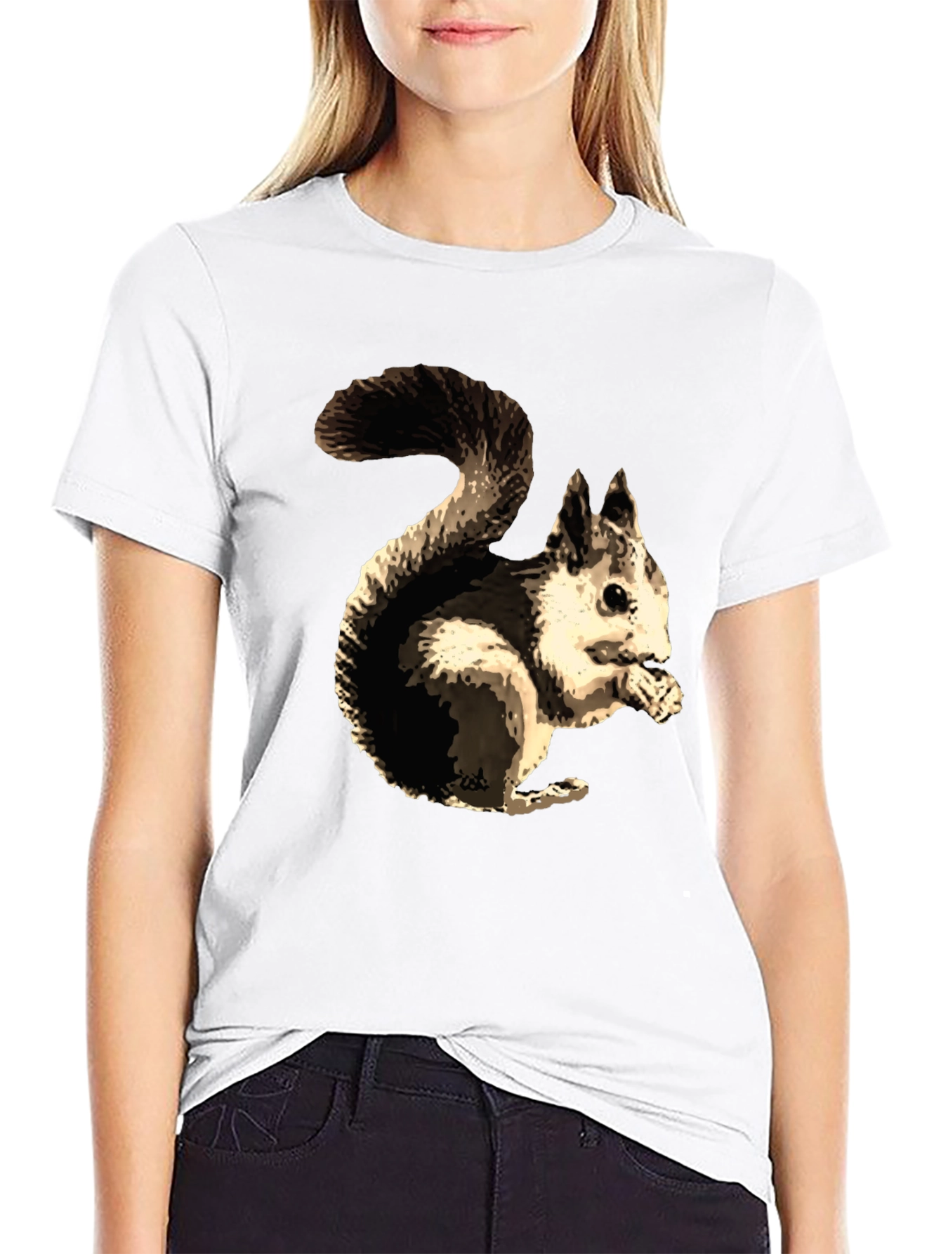 Squirrel Graphic Tee - Nature Lovers Black T-Shirt
