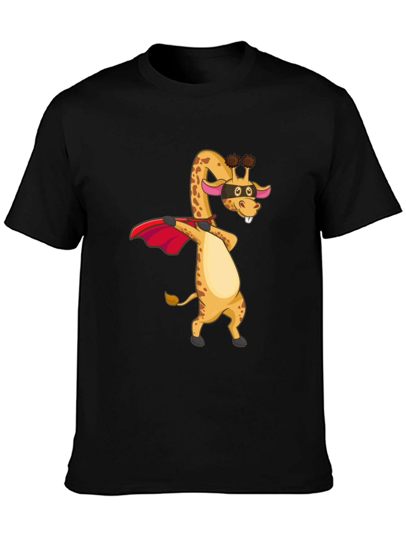 Superhero Giraffe Mens Black T-Shirt