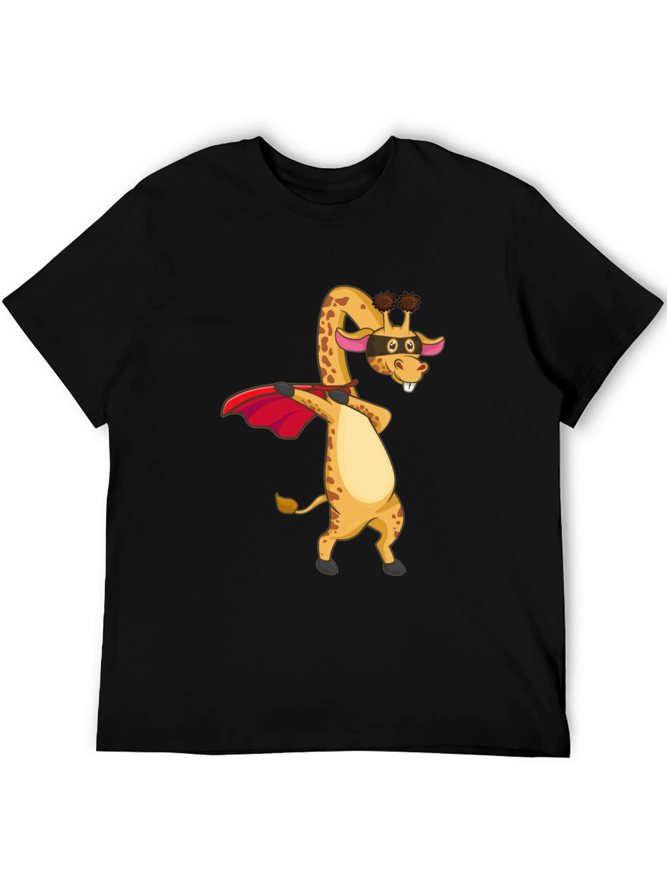 Superhero Giraffe Mens Black T-Shirt