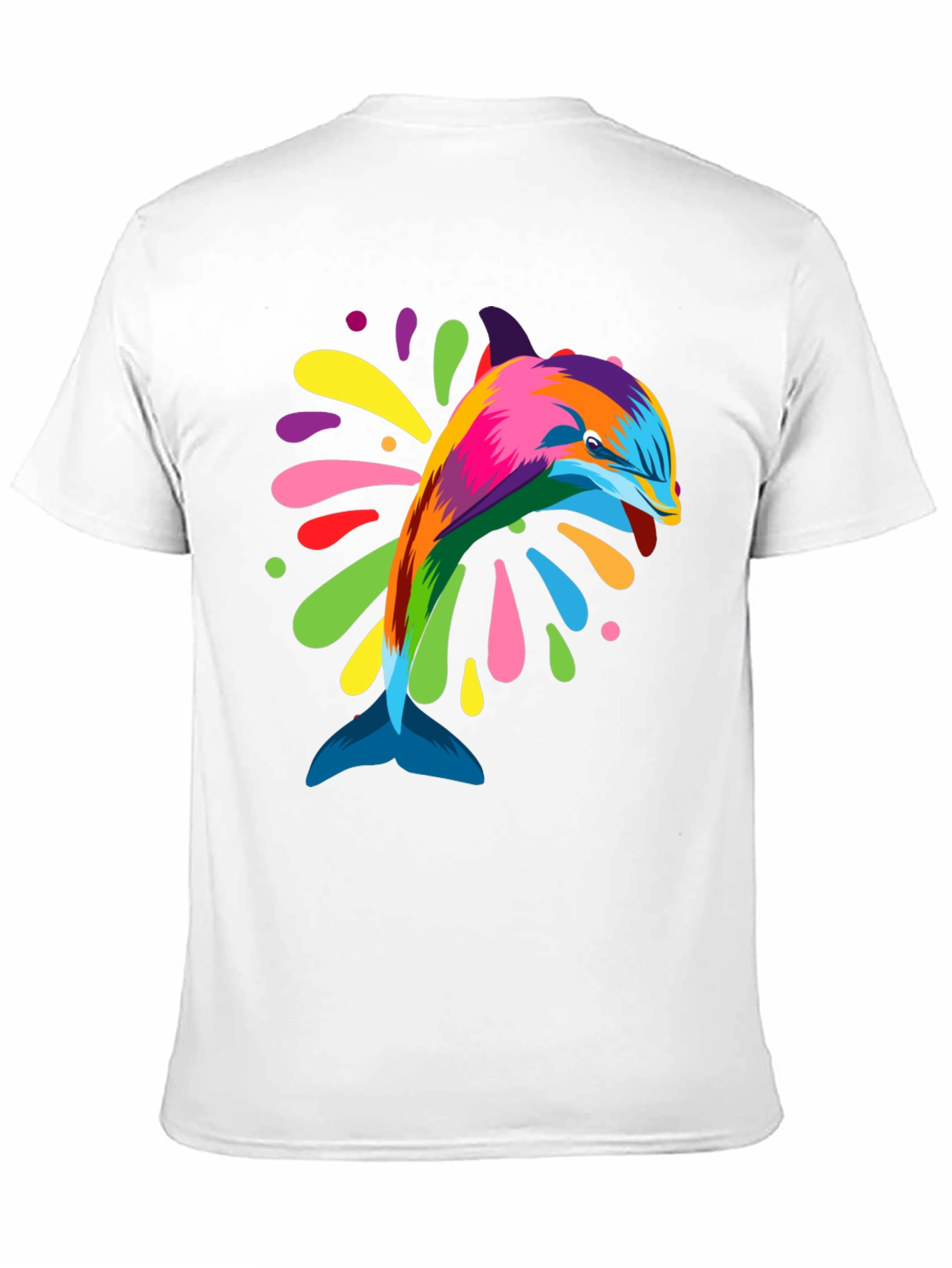 Vibrant Dolphin Graphic Tee - Black