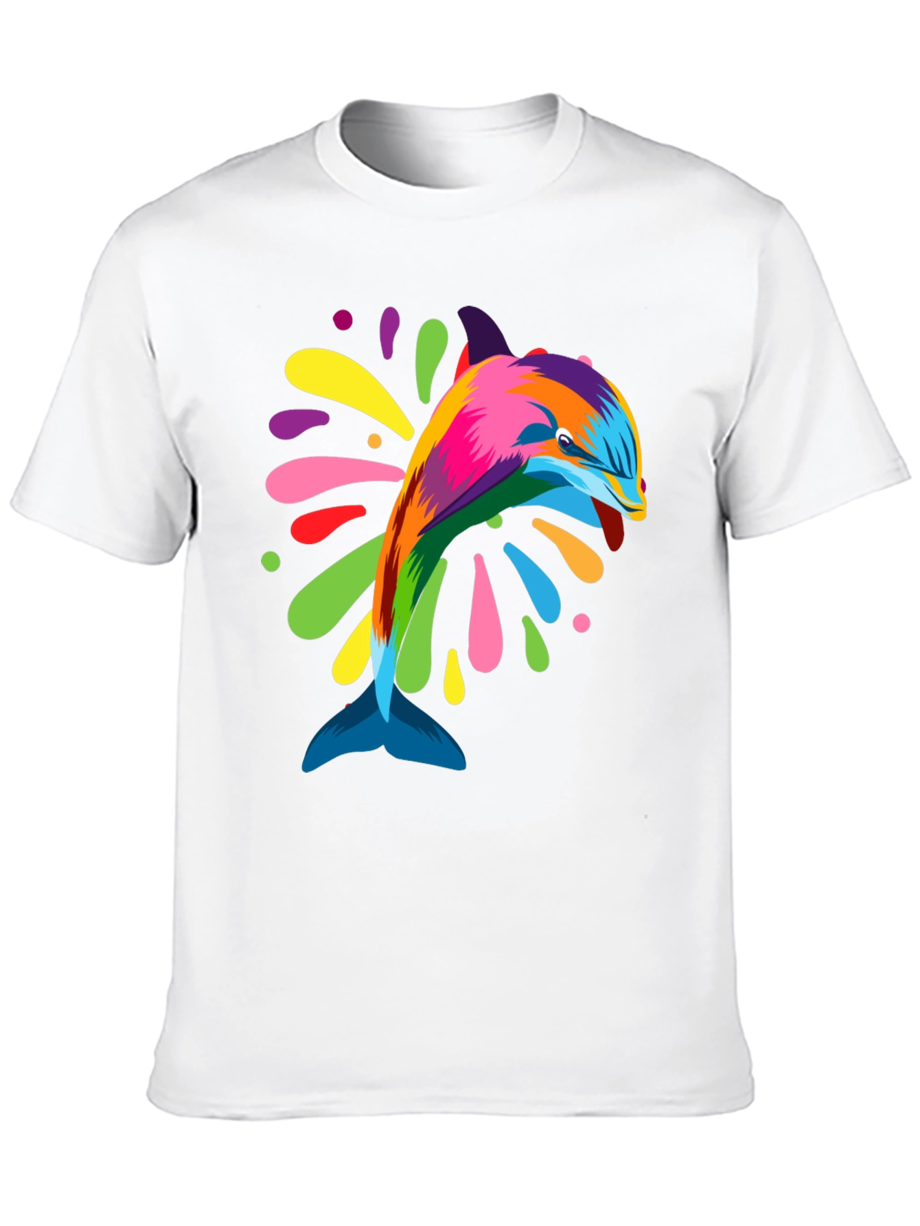 Vibrant Dolphin Graphic Tee - Black