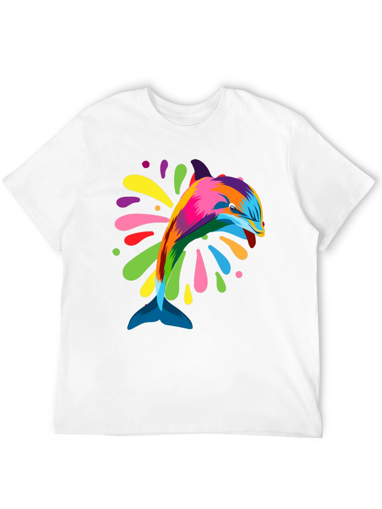 Vibrant Dolphin Graphic Tee - Black