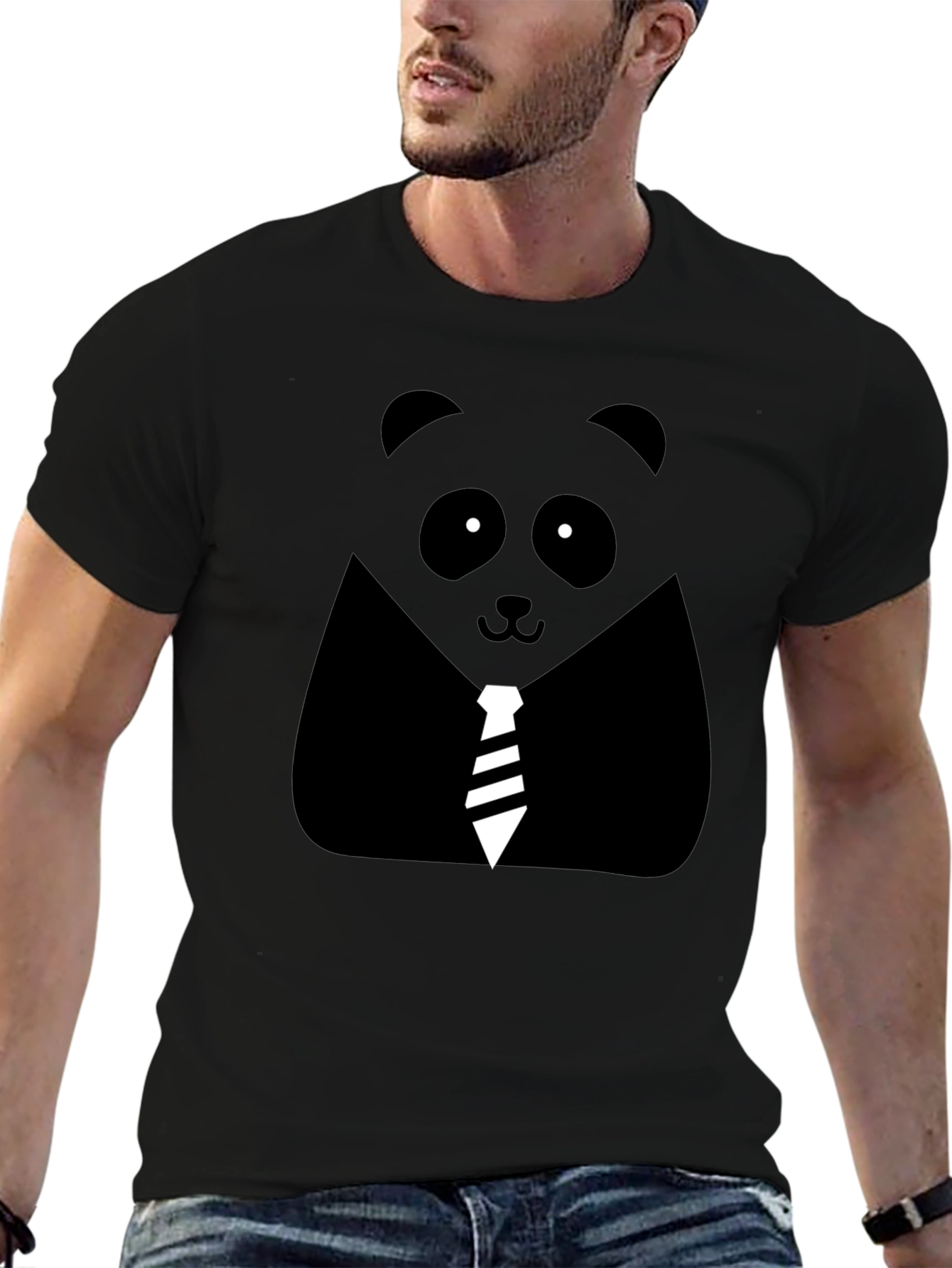 Panda Tie Black T-Shirt