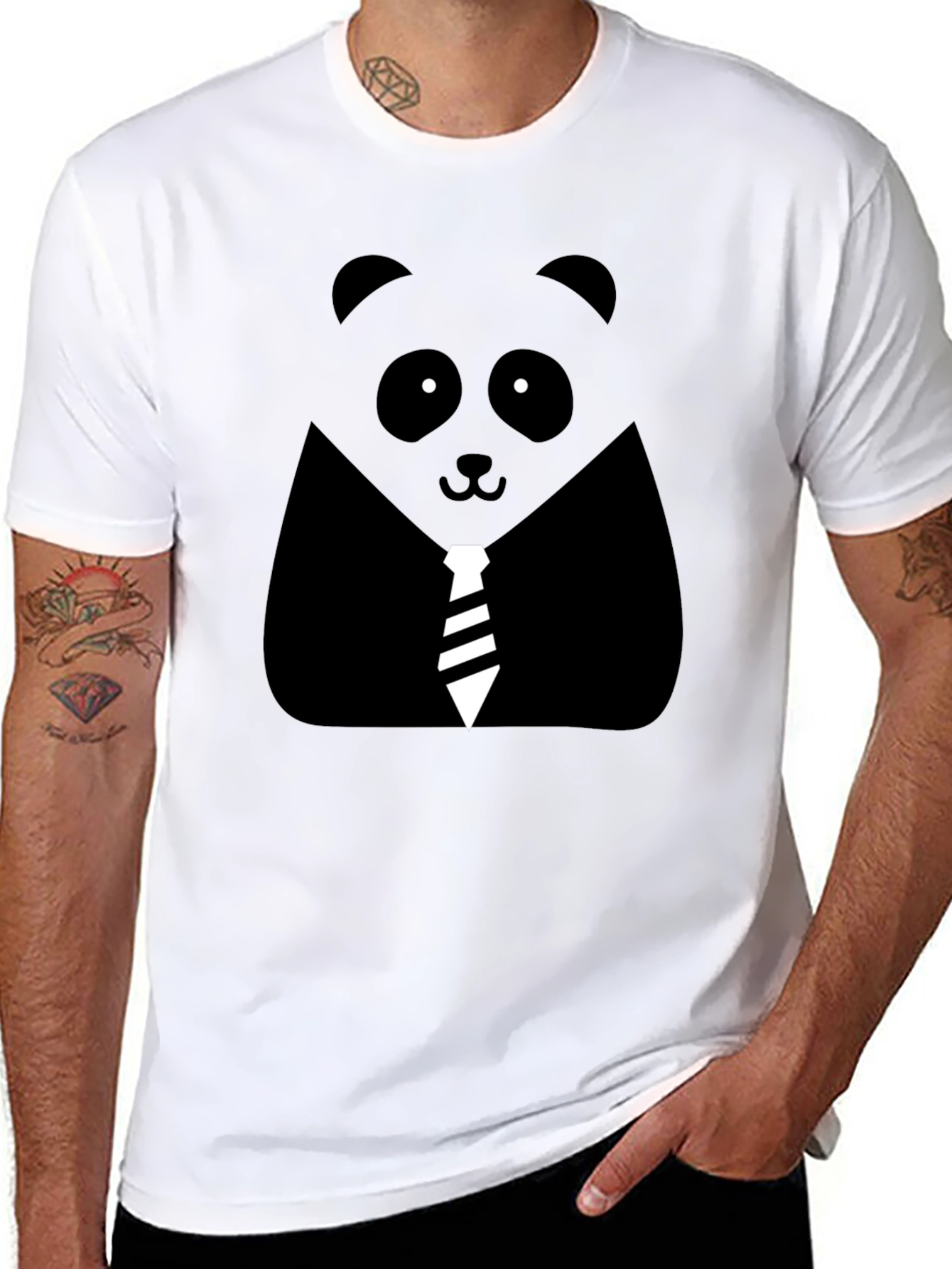 Panda Tie Black T-Shirt