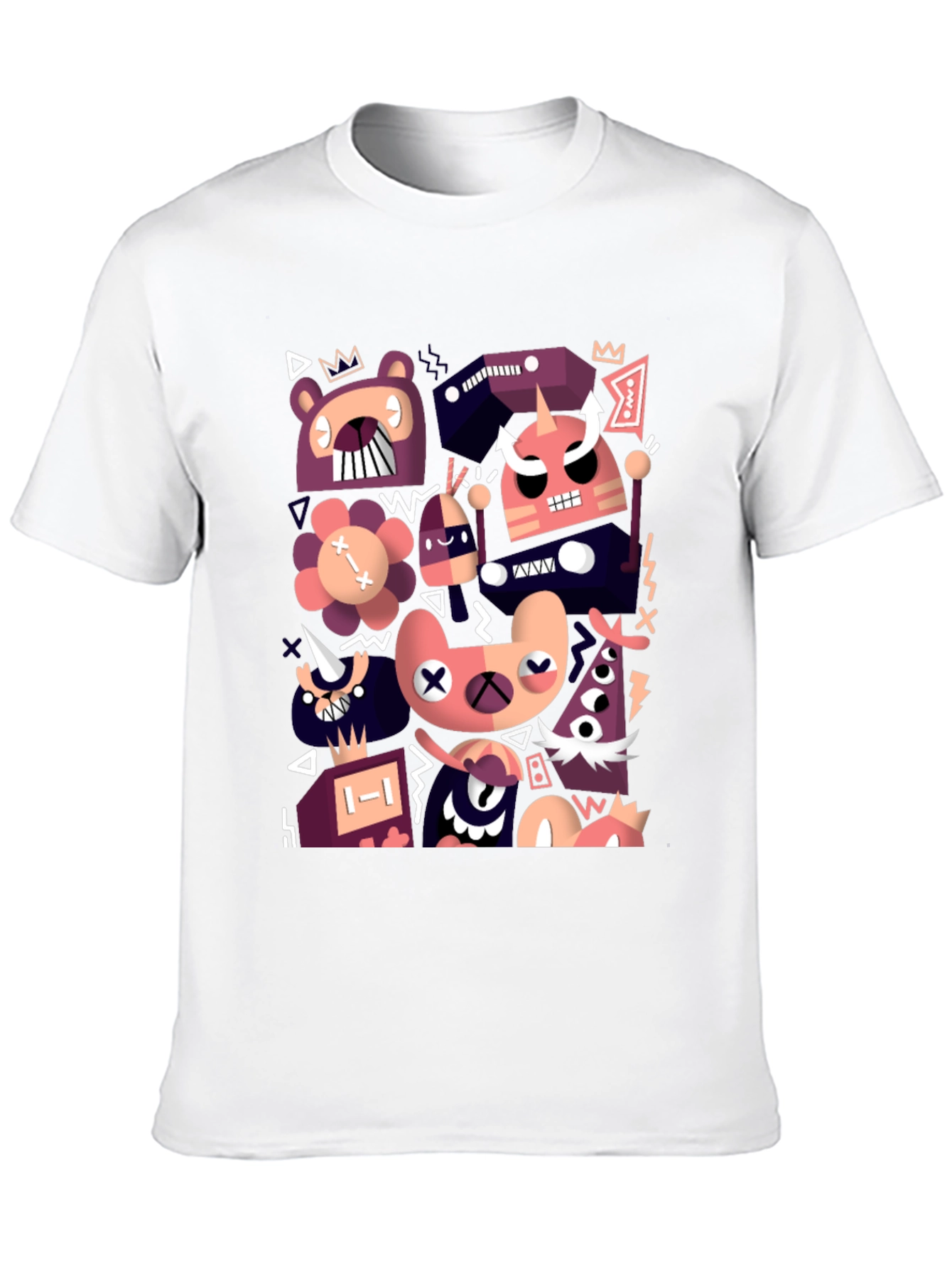 Abstract Cartoon Character Black T-Shirt