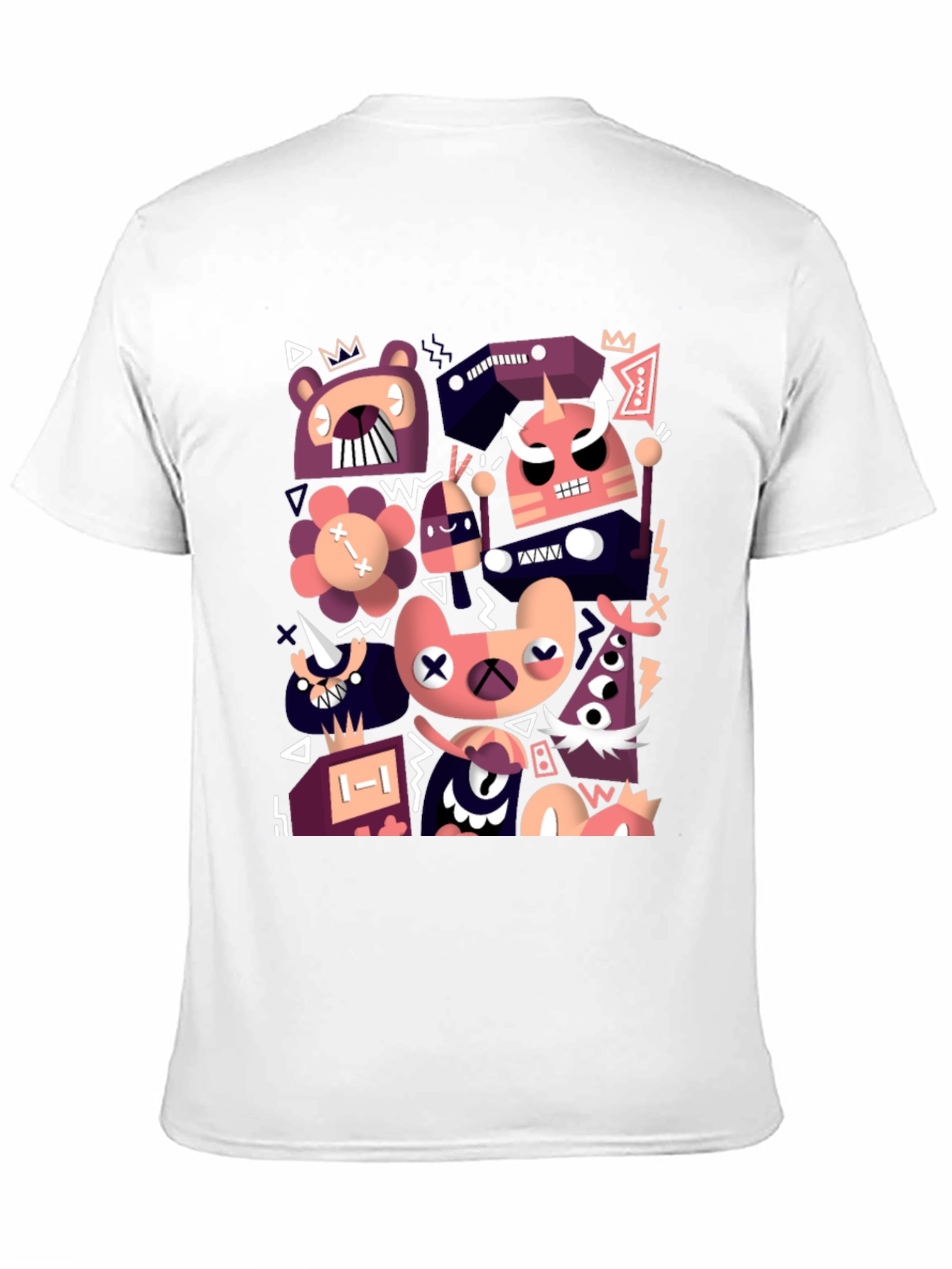 Abstract Cartoon Character Black T-Shirt