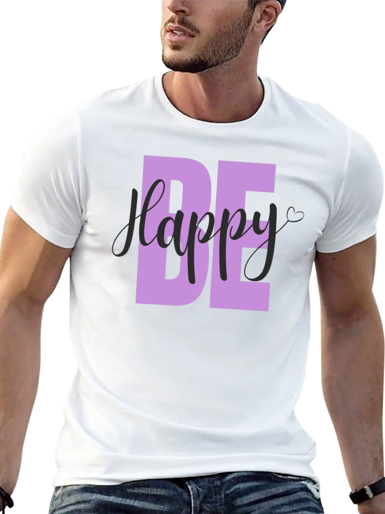 Be Happy Graphic T-Shirt - Mens Black Tee