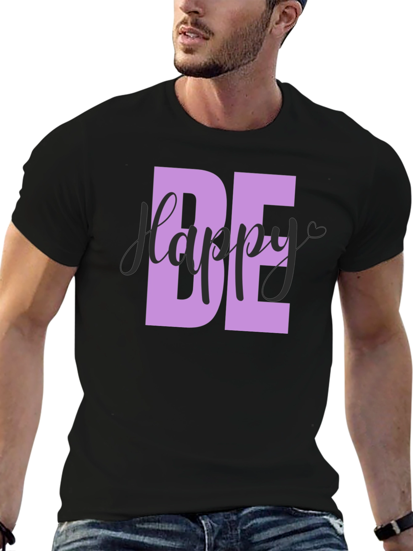 Be Happy Graphic T-Shirt - Mens Black Tee