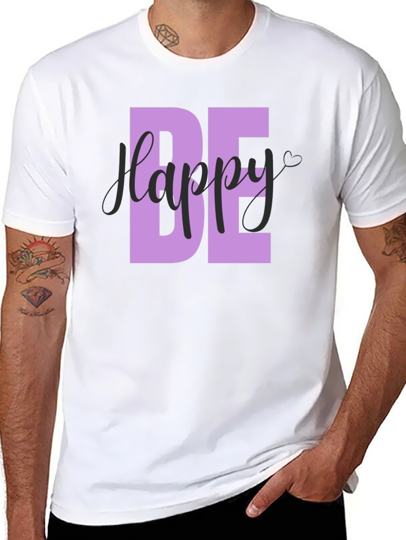 Be Happy Graphic T-Shirt - Mens Black Tee