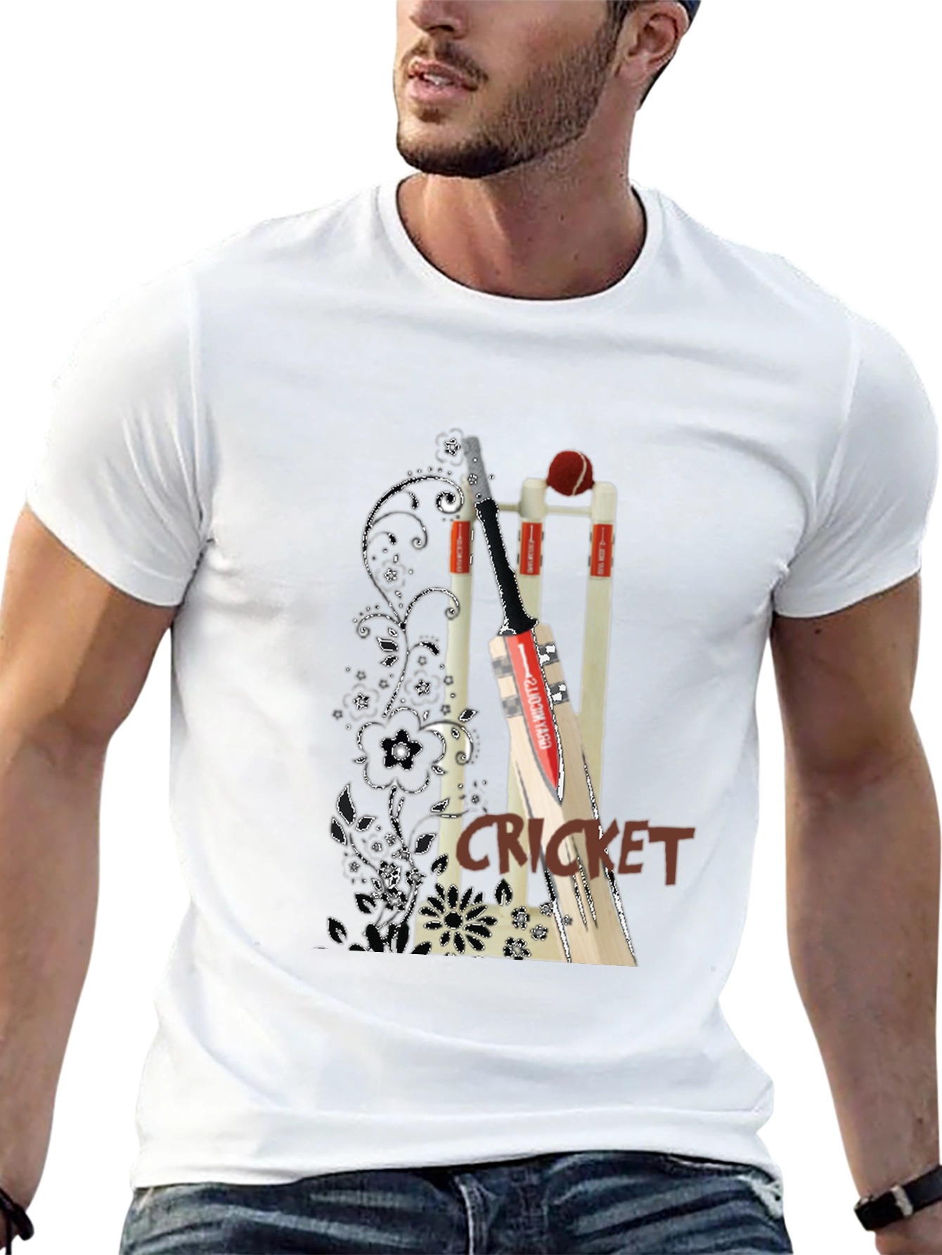 Cricket T-Shirt: Bat & Ball Design