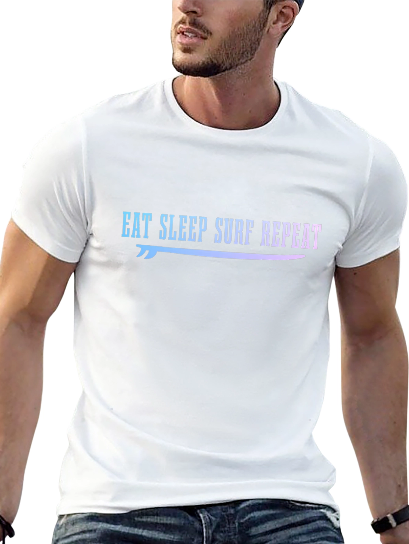 Eat Sleep Surf Repeat Graphic Tee - Black