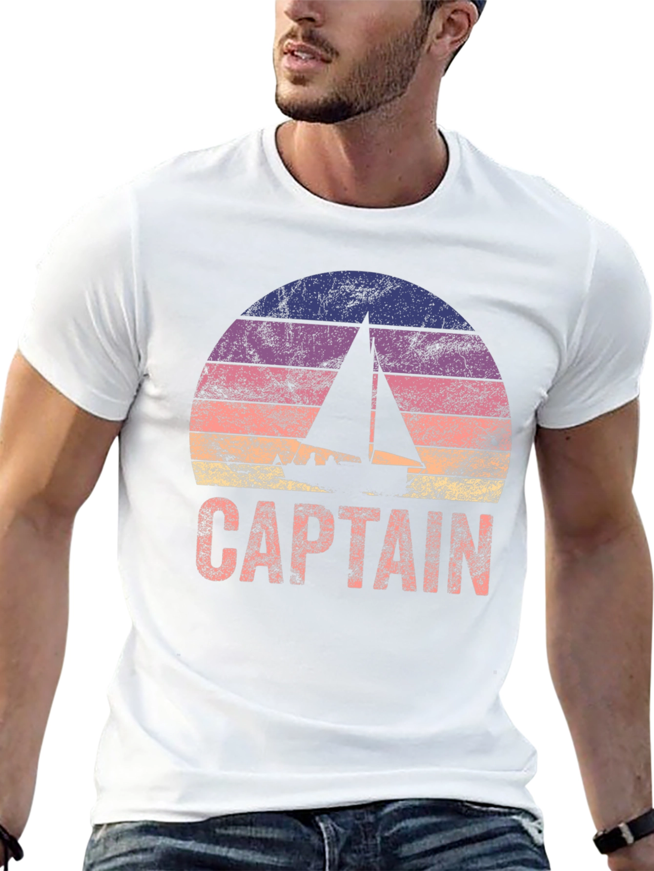 Captain Sailboat Sunset Graphic T-Shirt