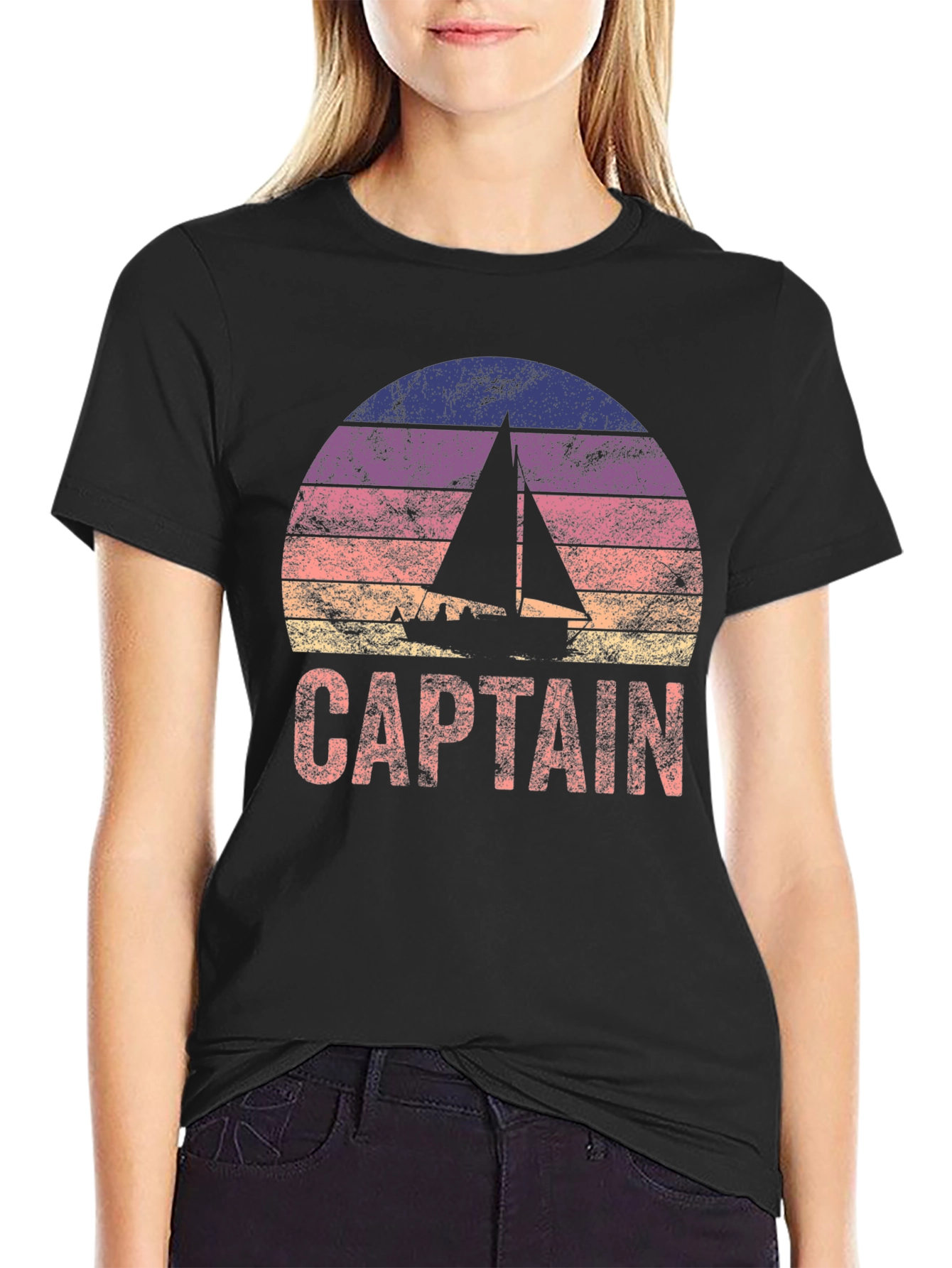 Captain Sailboat Sunset Graphic T-Shirt