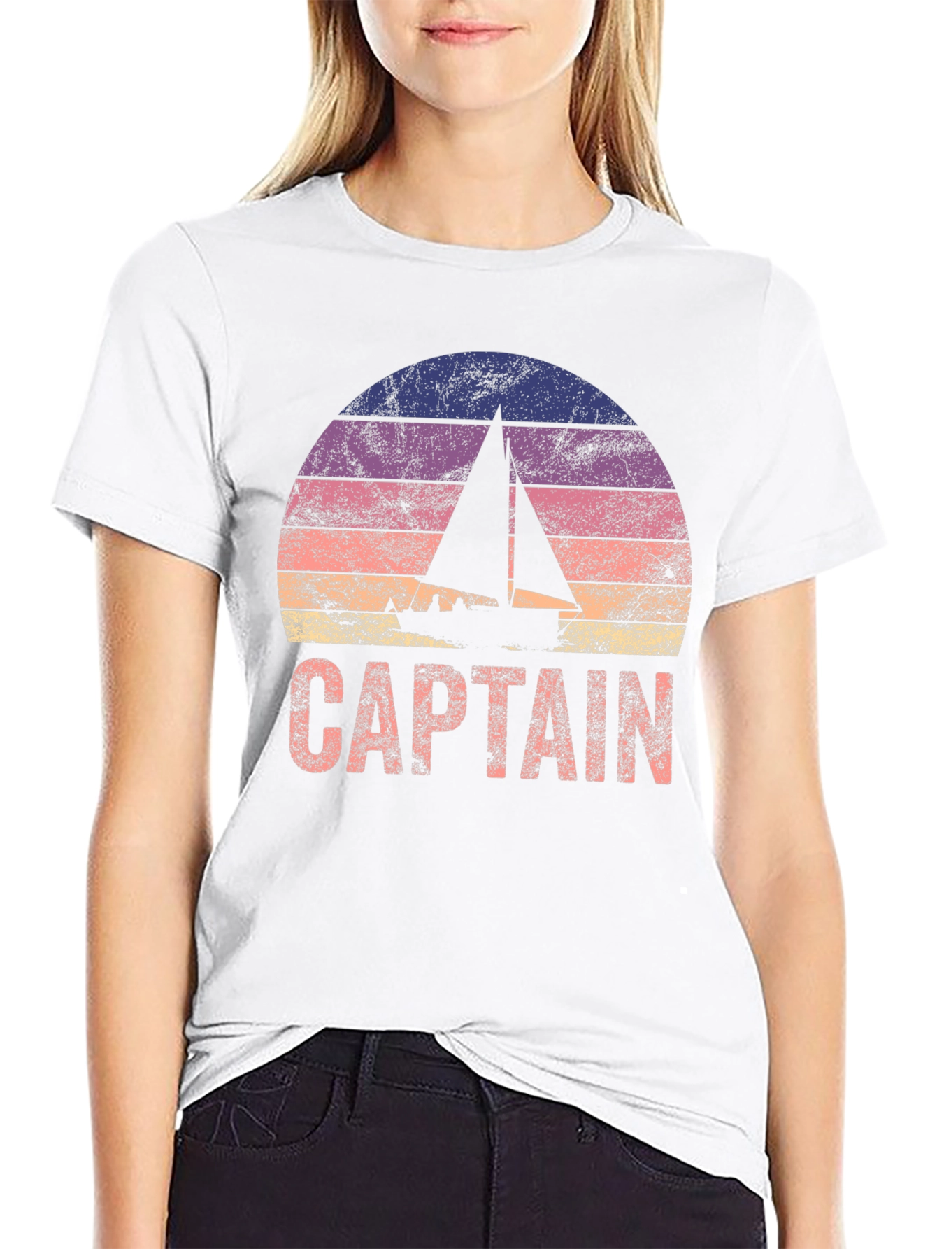 Captain Sailboat Sunset Graphic T-Shirt