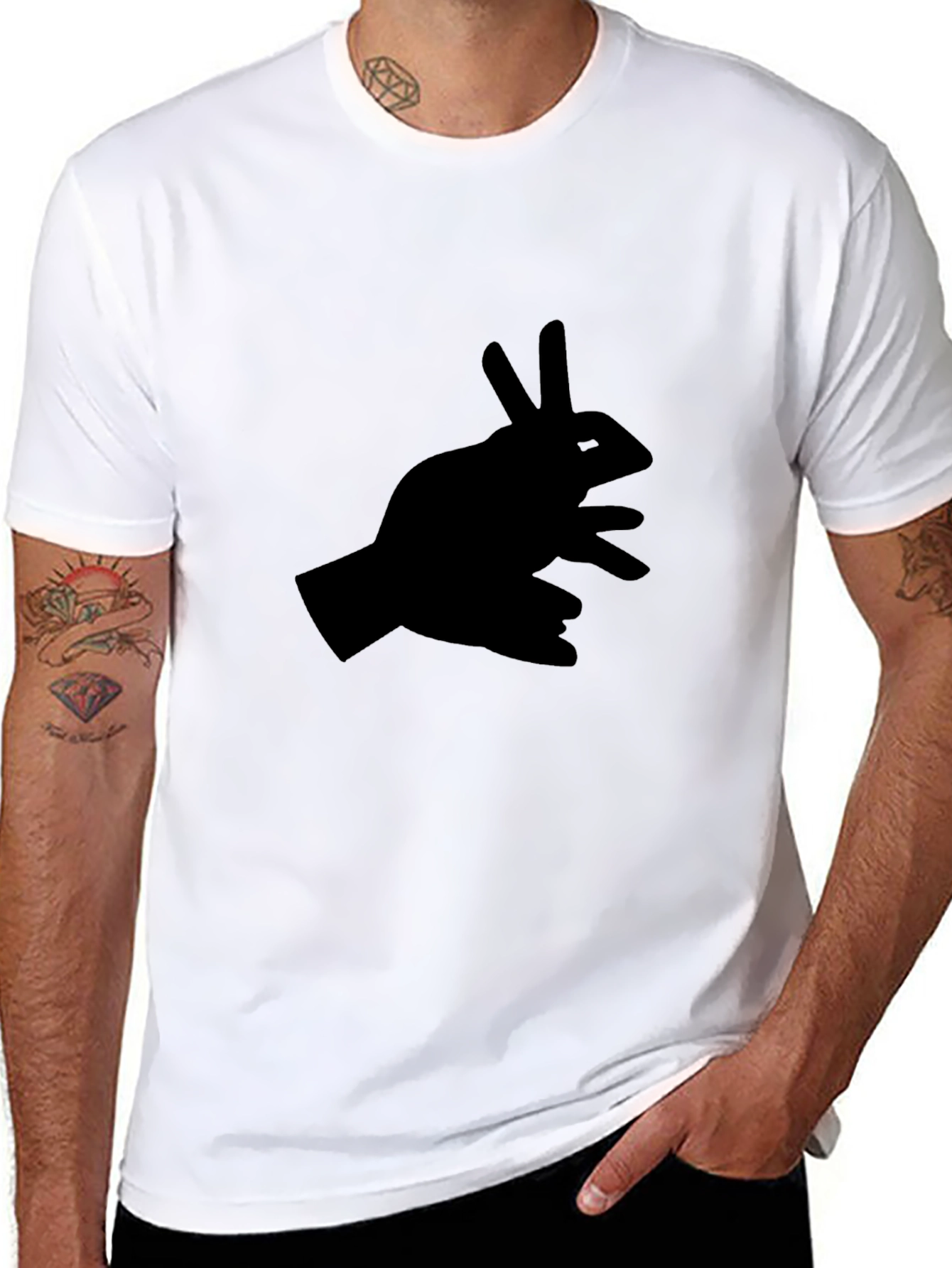 Rabbit Shadow Hand Black T-Shirt