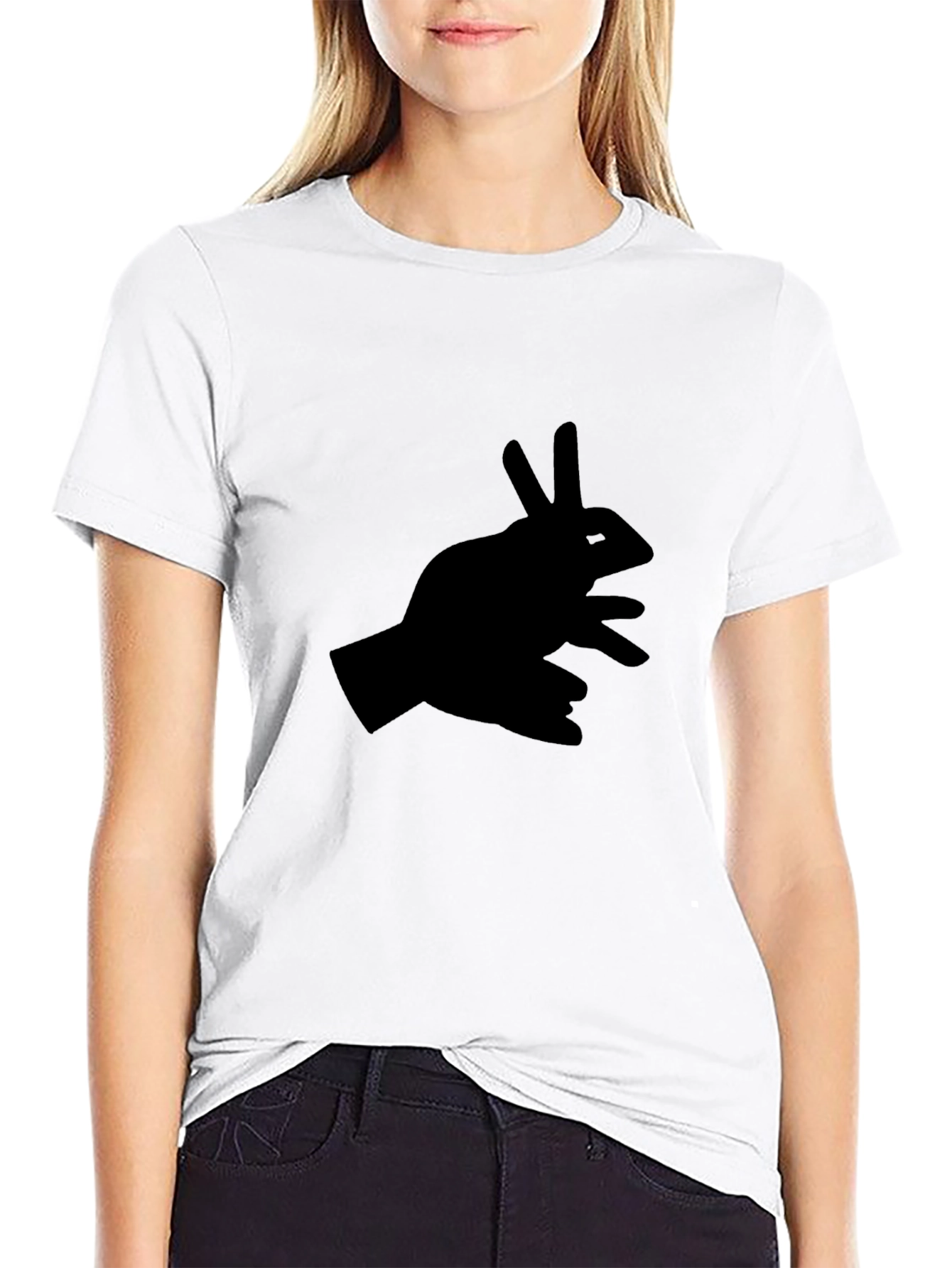 Rabbit Shadow Hand Black T-Shirt