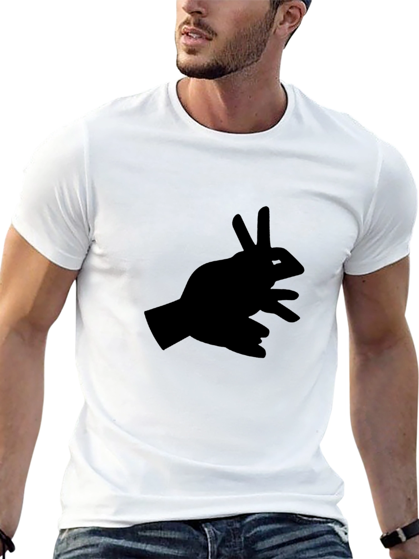 Rabbit Shadow Hand Black T-Shirt