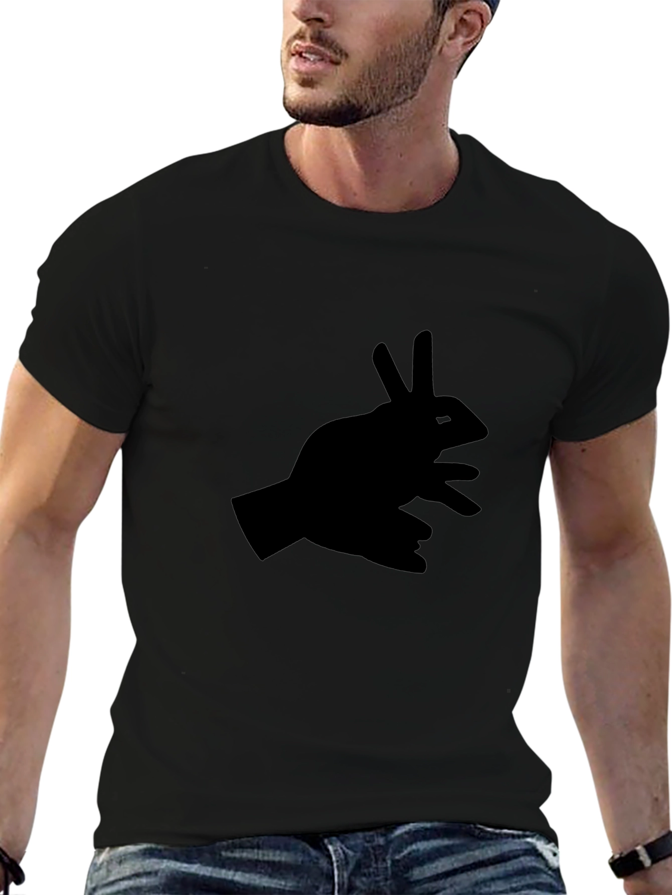 Rabbit Shadow Hand Black T-Shirt