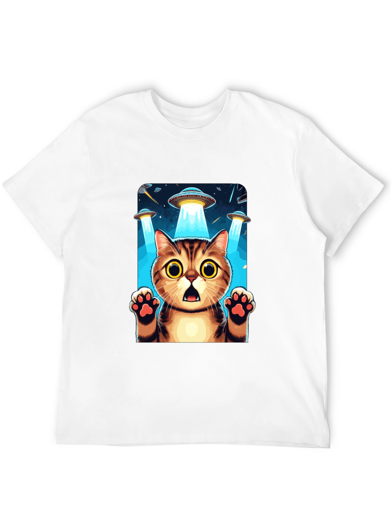 UFO Cat Abduction Graphic T-Shirt