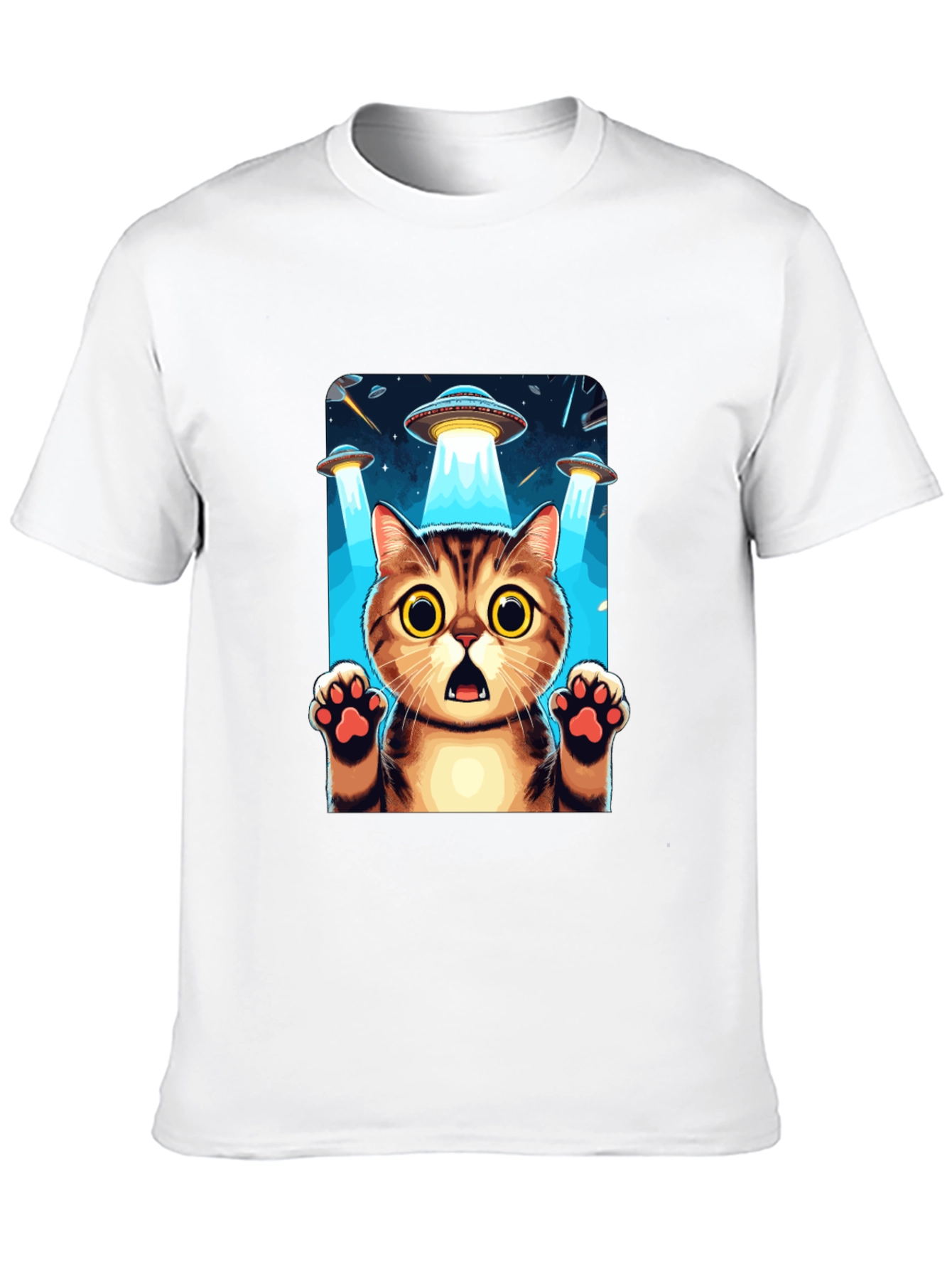 UFO Cat Abduction Graphic T-Shirt