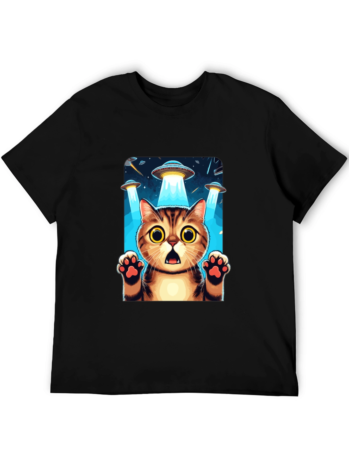 UFO Cat Abduction Graphic T-Shirt