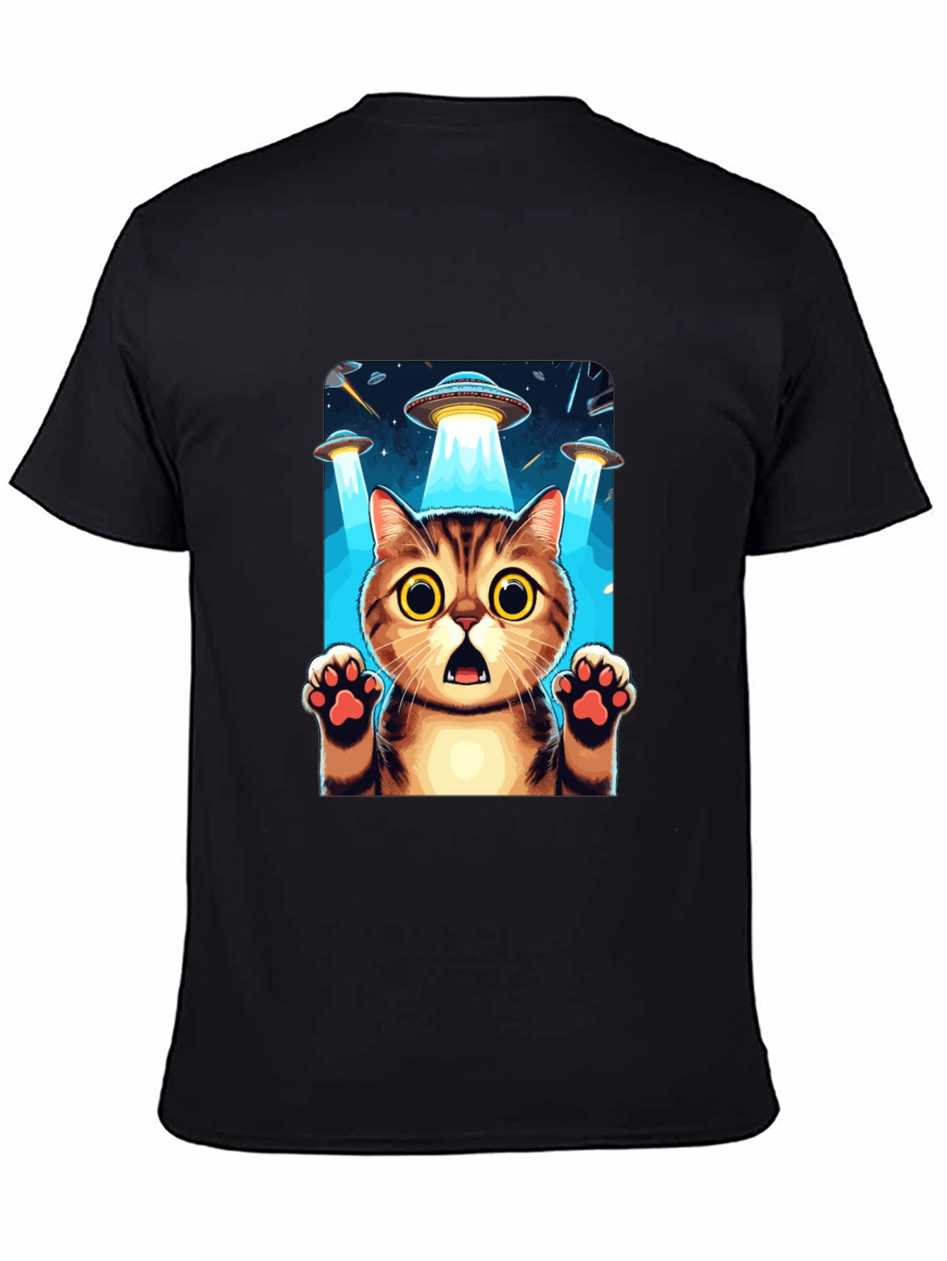 UFO Cat Abduction Graphic T-Shirt