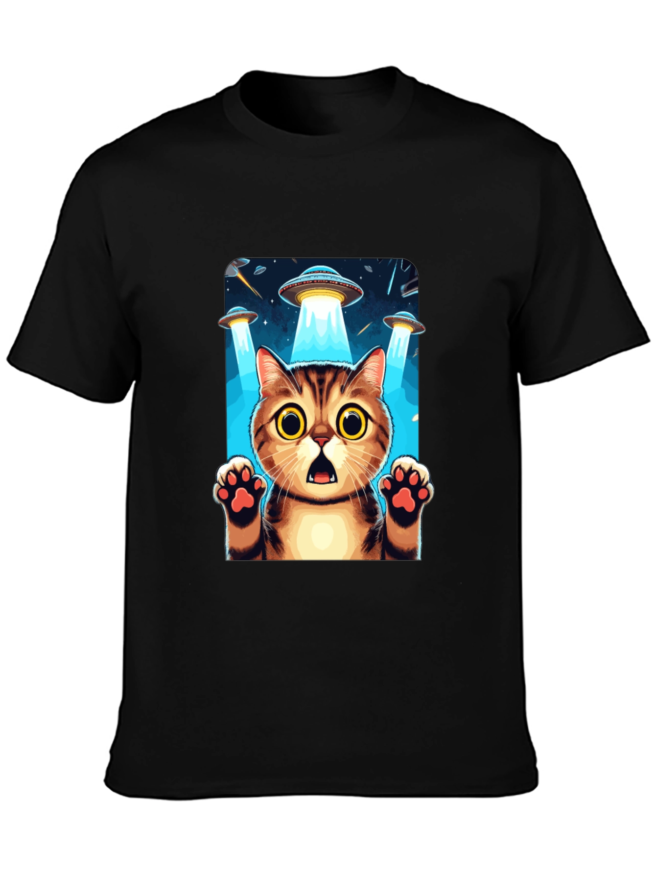 UFO Cat Abduction Graphic T-Shirt