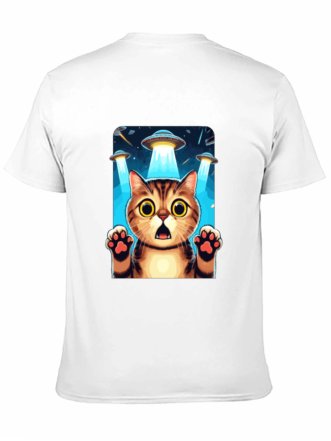 UFO Cat Abduction Graphic T-Shirt