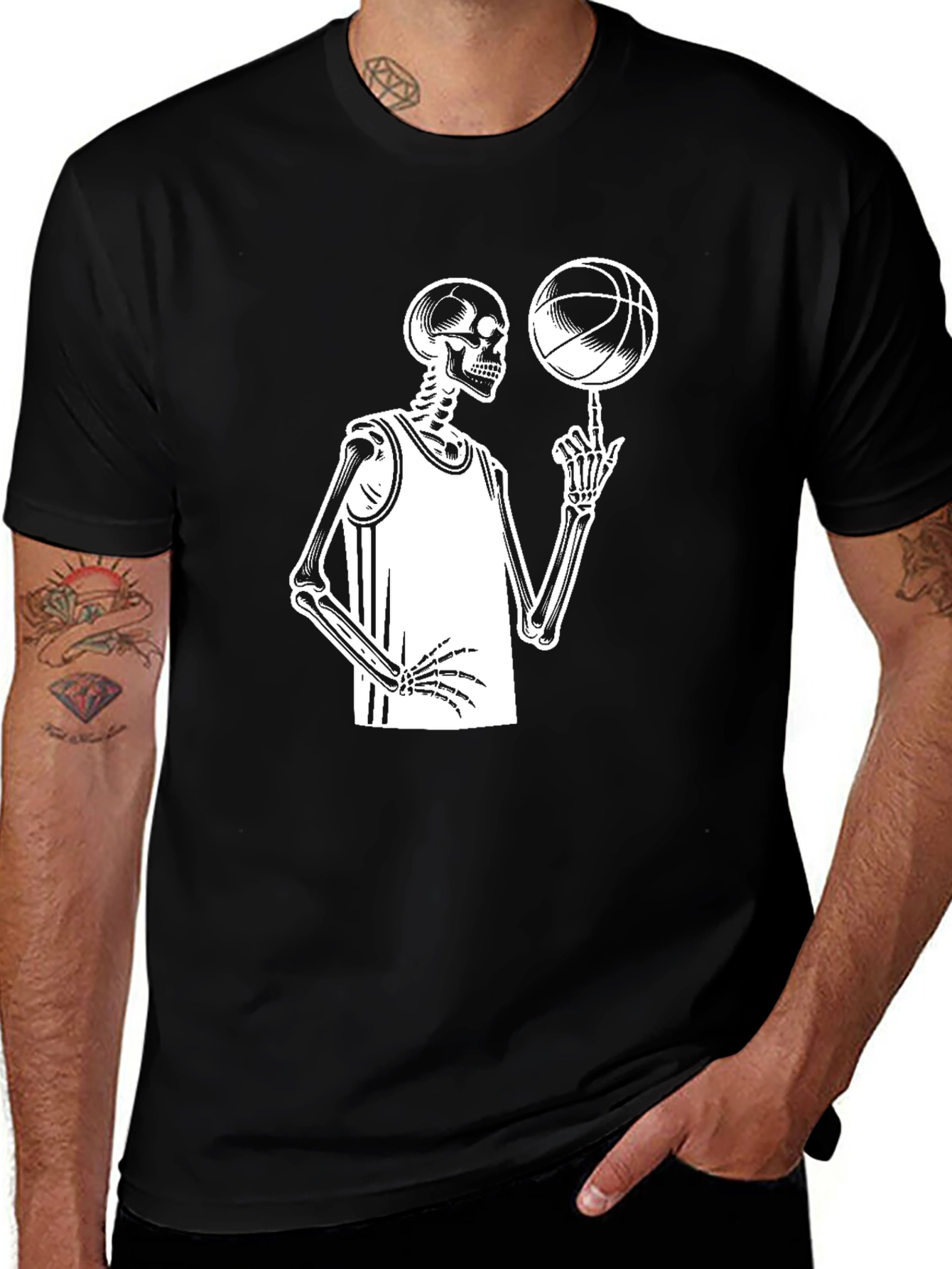 Skeleton Basketball Player Black T-Shirt