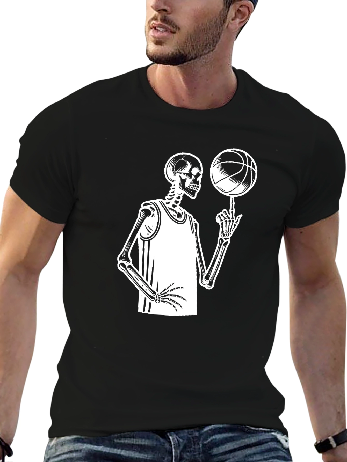 Skeleton Basketball Player Black T-Shirt