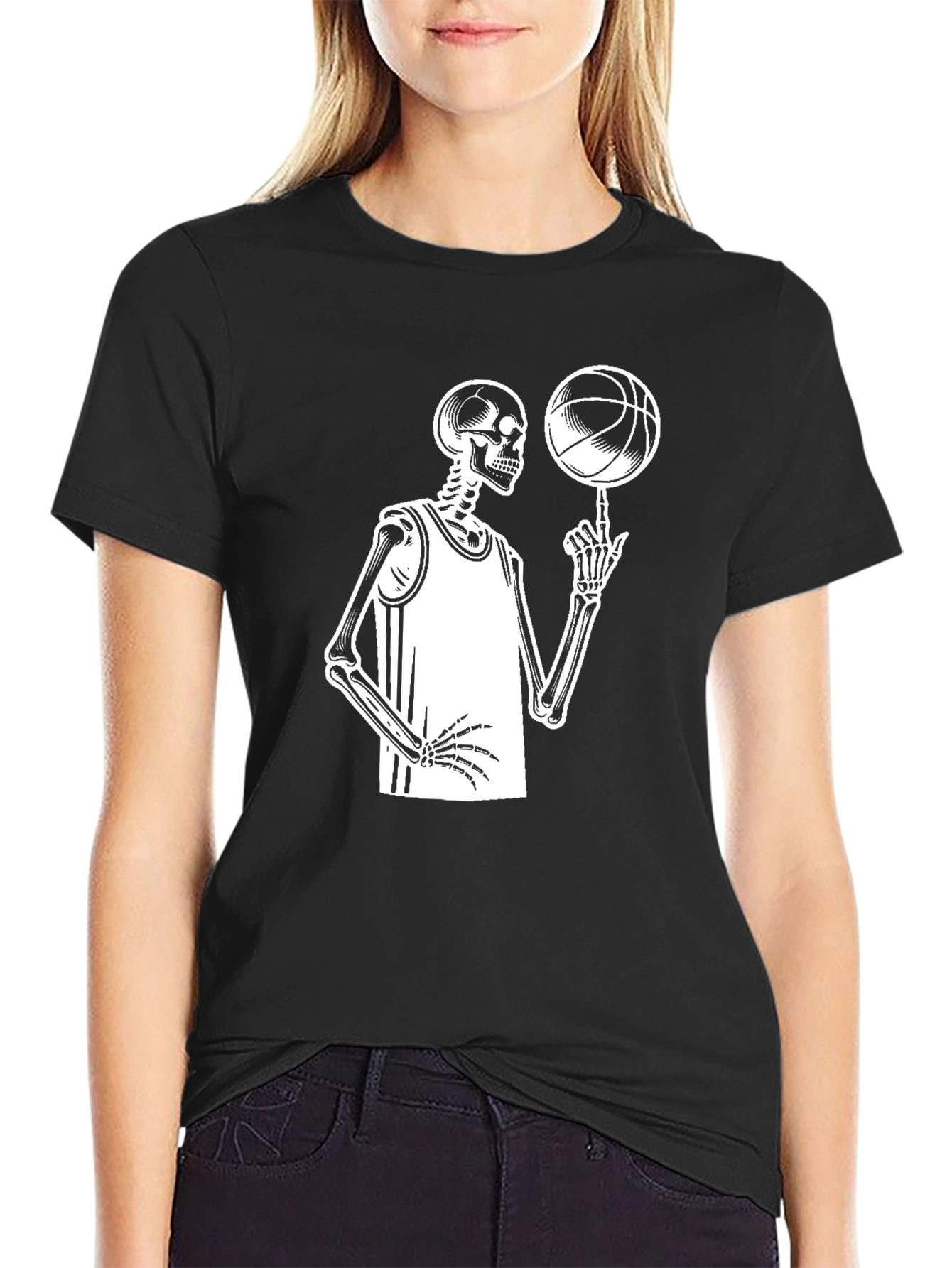 Skeleton Basketball Player Black T-Shirt