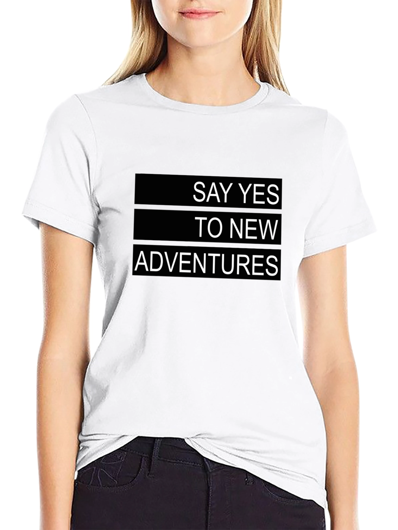 Say Yes To New Adventures Black Graphic Tee