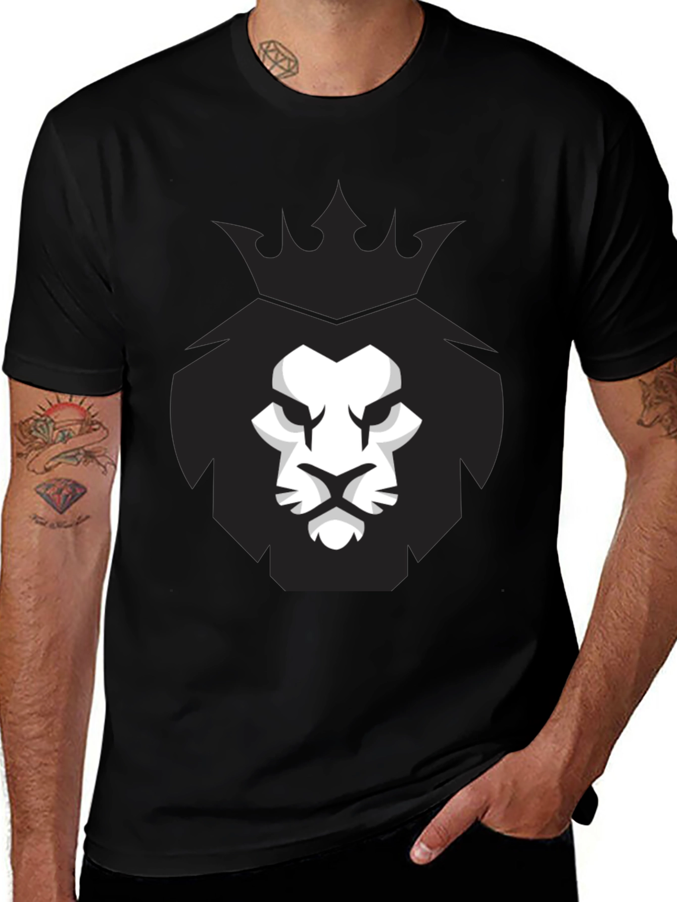 King Lion Graphic Tee - Black Cotton T-Shirt