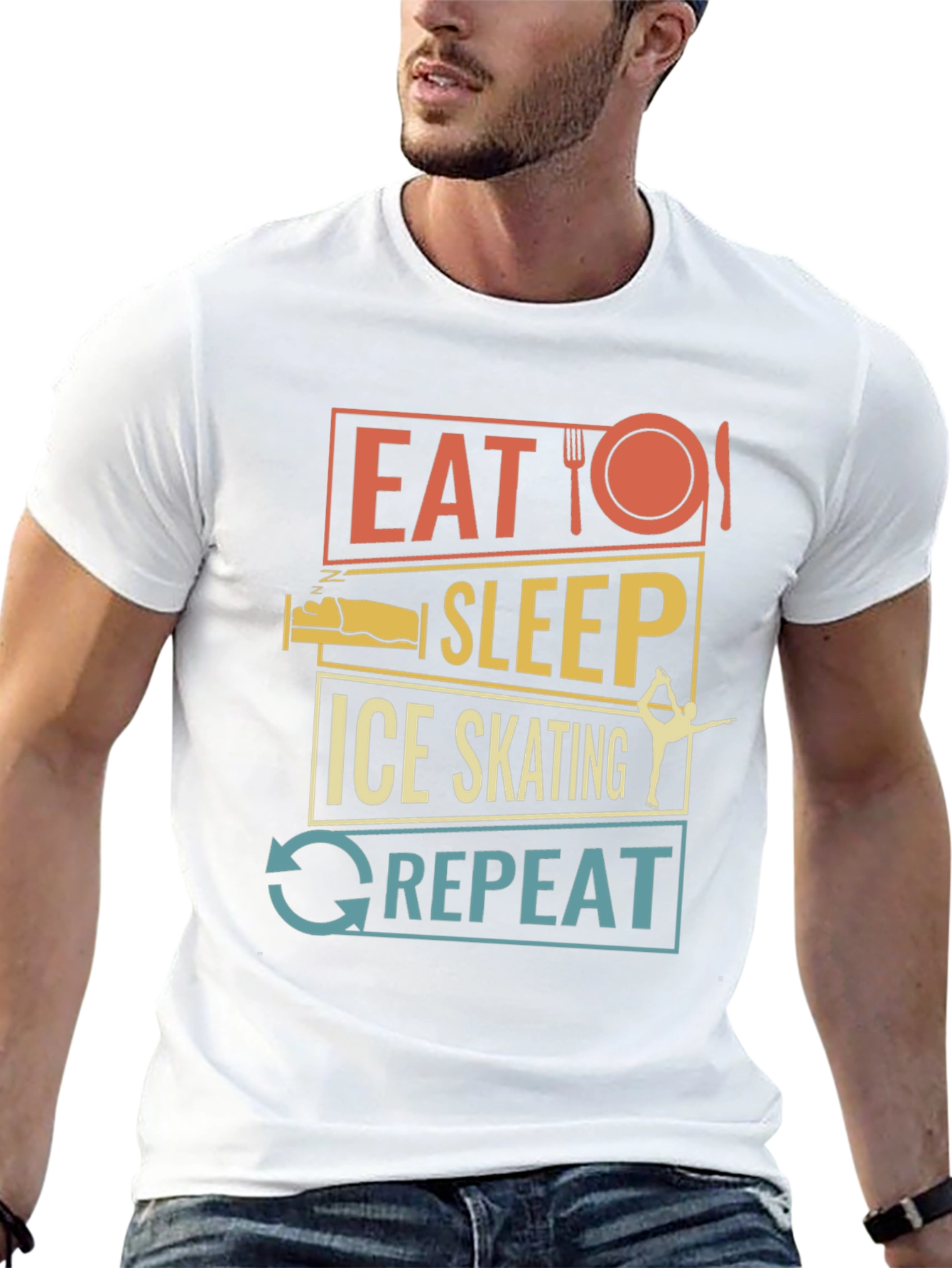 Eat Sleep Ice Skating Repeat Graphic T-Shirt