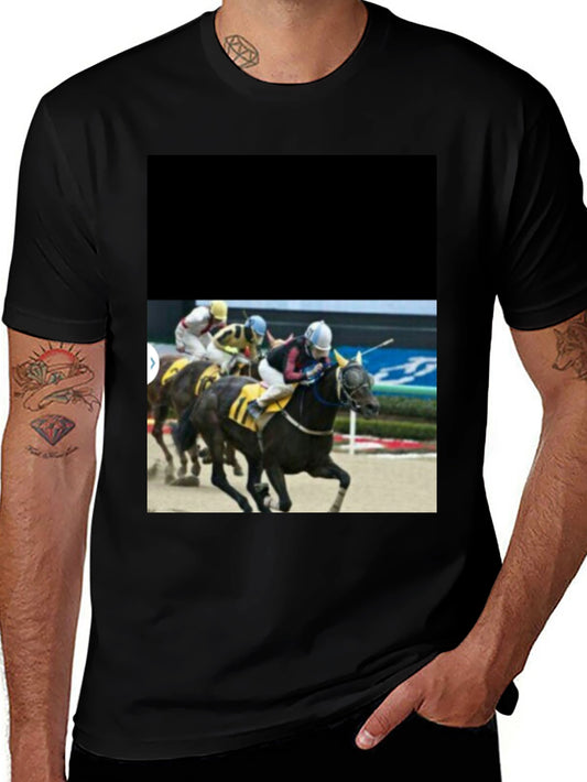 Horse Racing T-Shirt - Black Graphic Tee