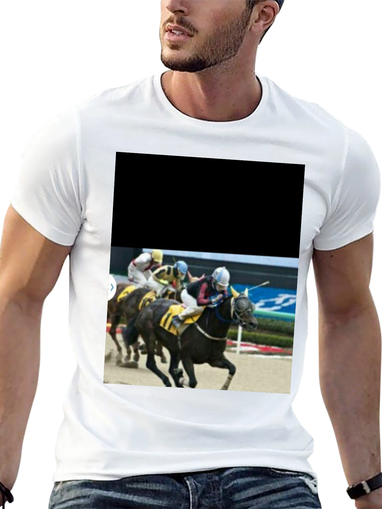 Horse Racing T-Shirt - Black Graphic Tee
