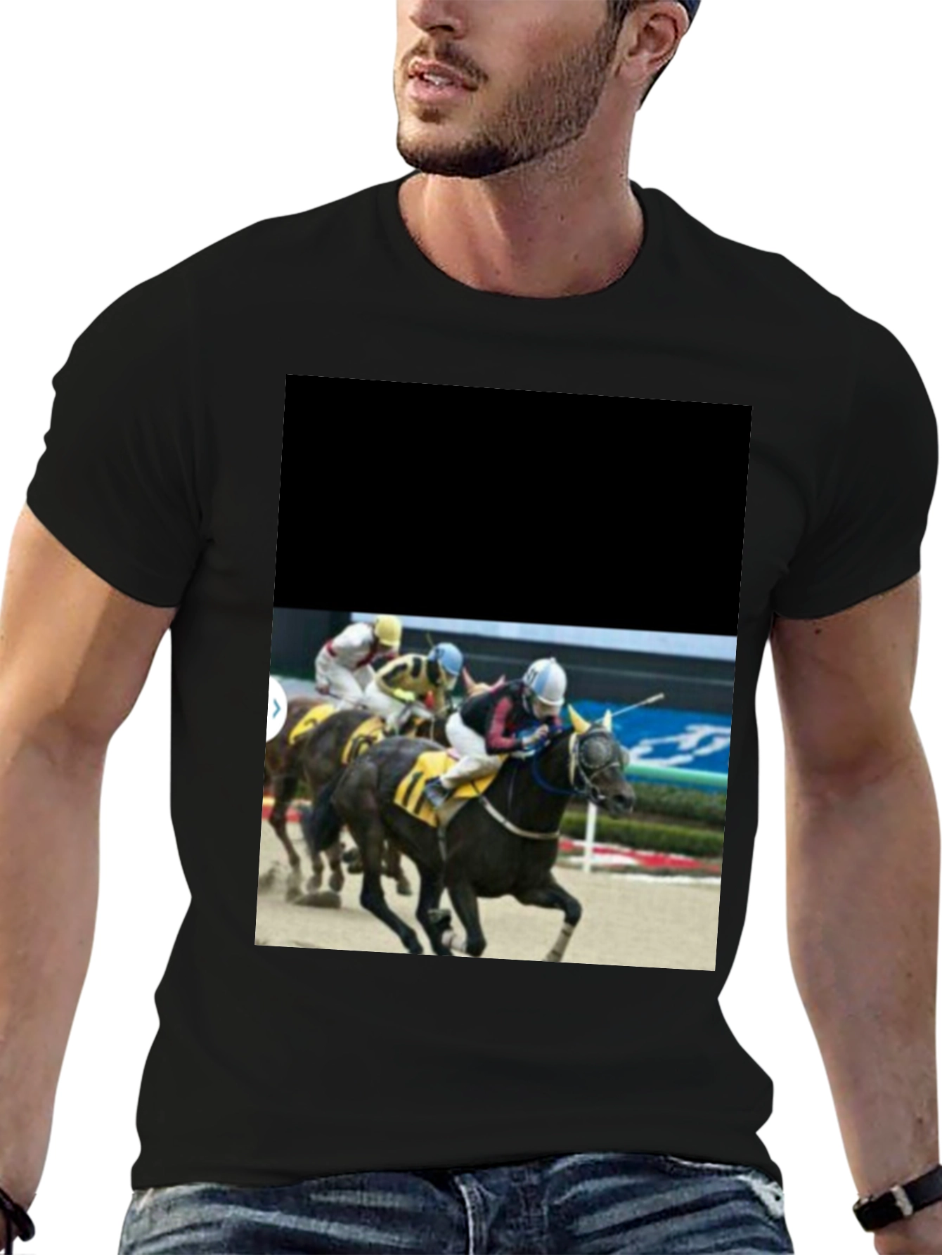 Horse Racing T-Shirt - Black Graphic Tee