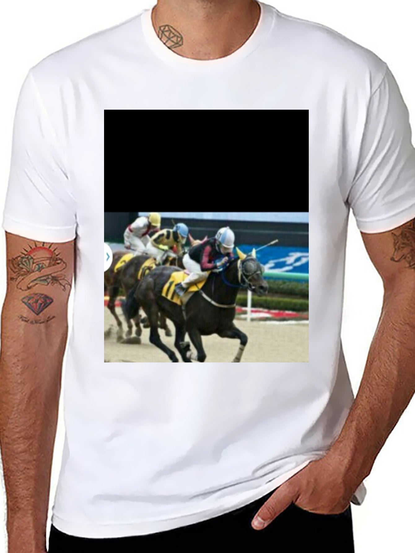 Horse Racing T-Shirt - Black Graphic Tee