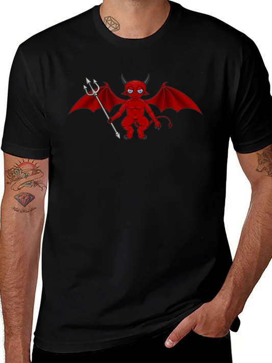 Cartoon Devil Graphic Tee - Black